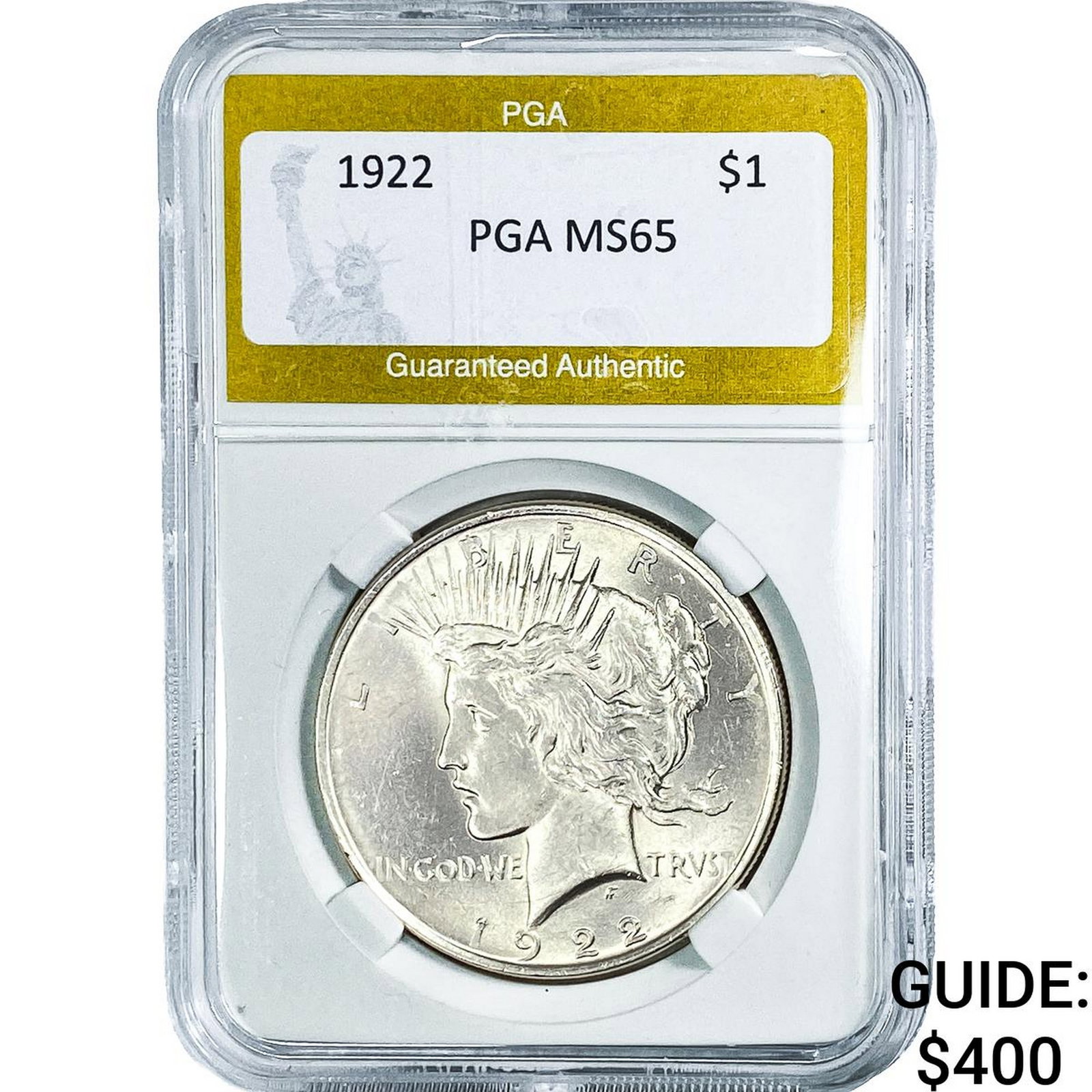 1922 Silver Peace Dollar PGA MS65: 1922 Silver Peace Dollar PGA MS65