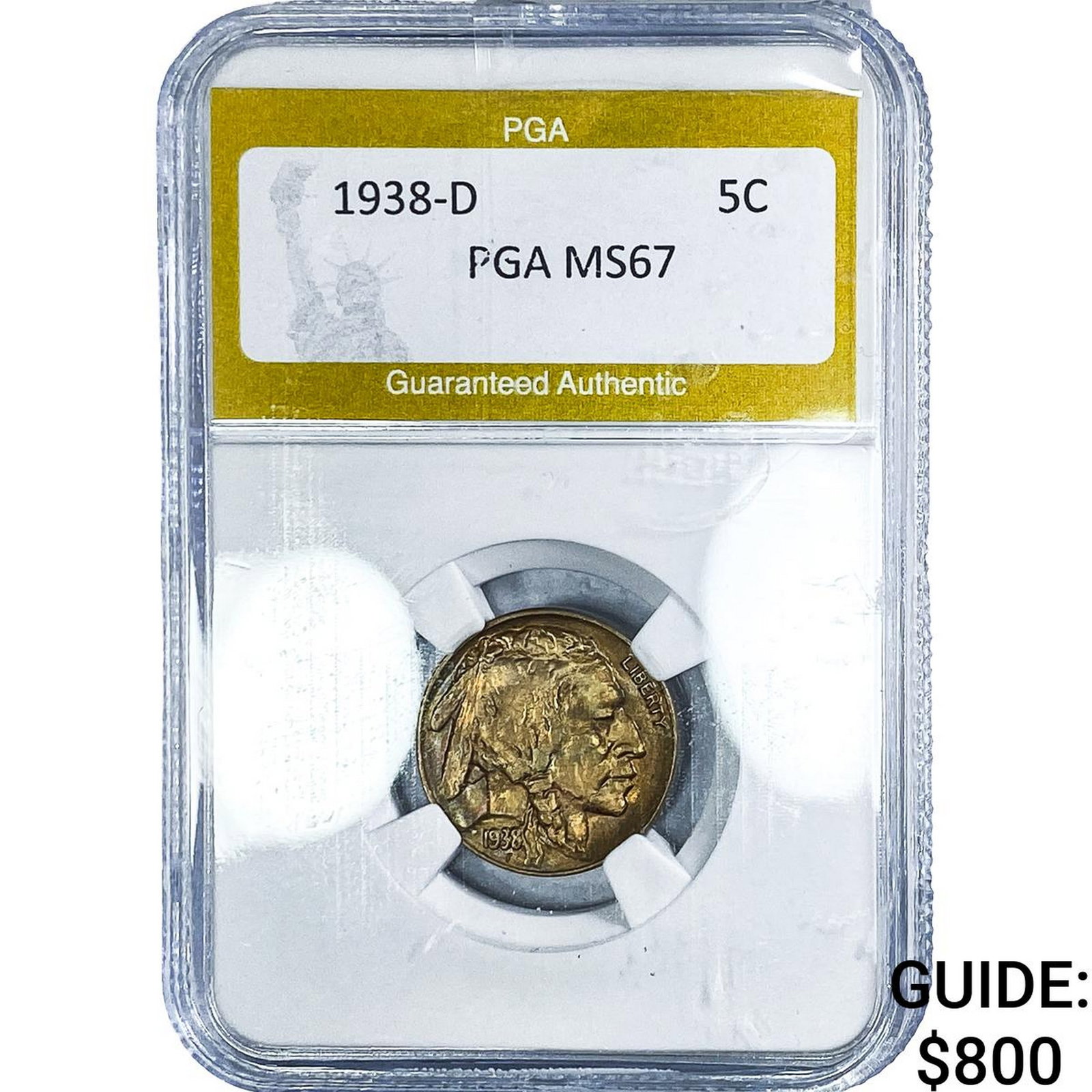 1938-D Buffalo Nickel PGA MS67: 1938-D Buffalo Nickel PGA MS67