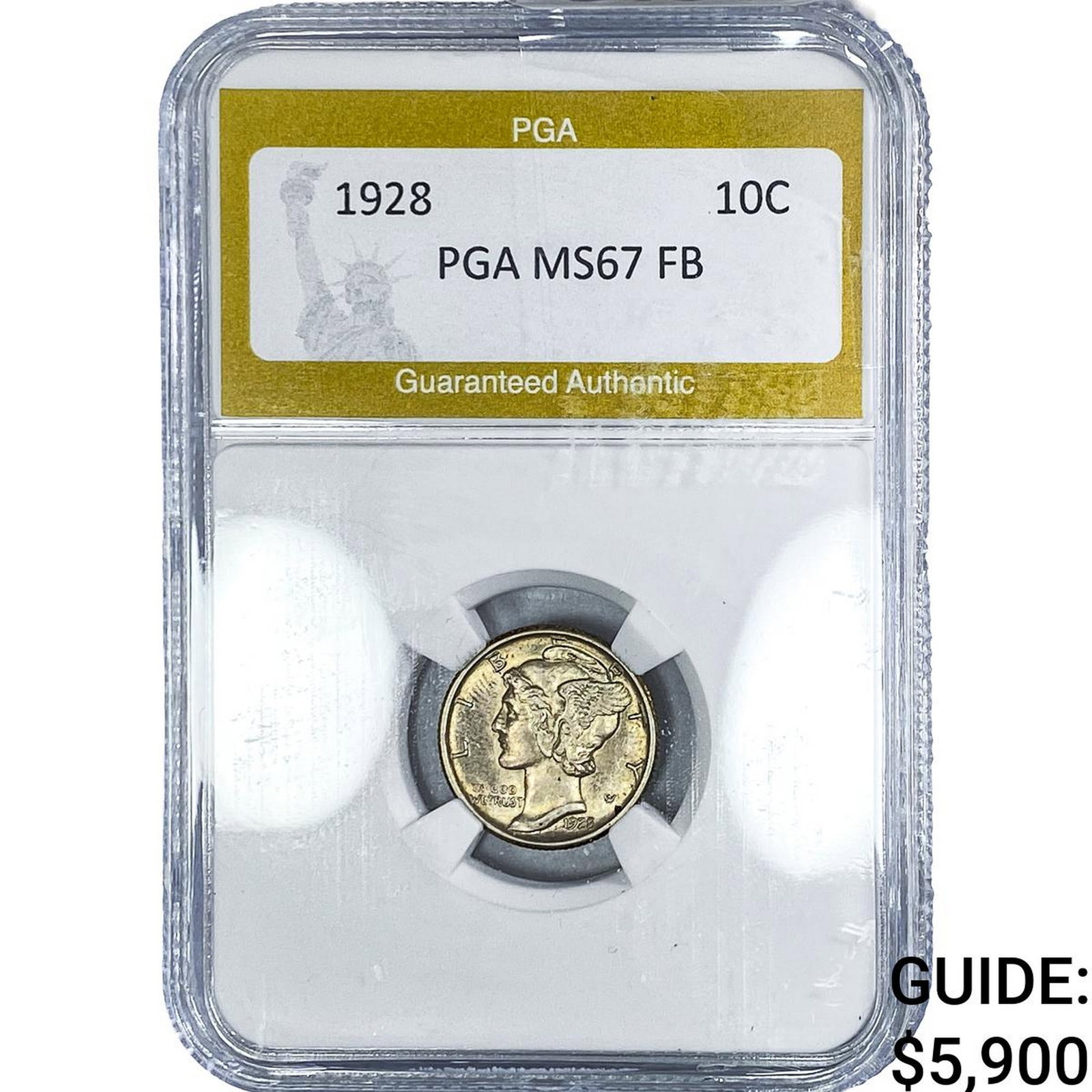 1928 Mercury Silver Dime PGA MS67 FB: 1928 Mercury Silver Dime PGA MS67 FB