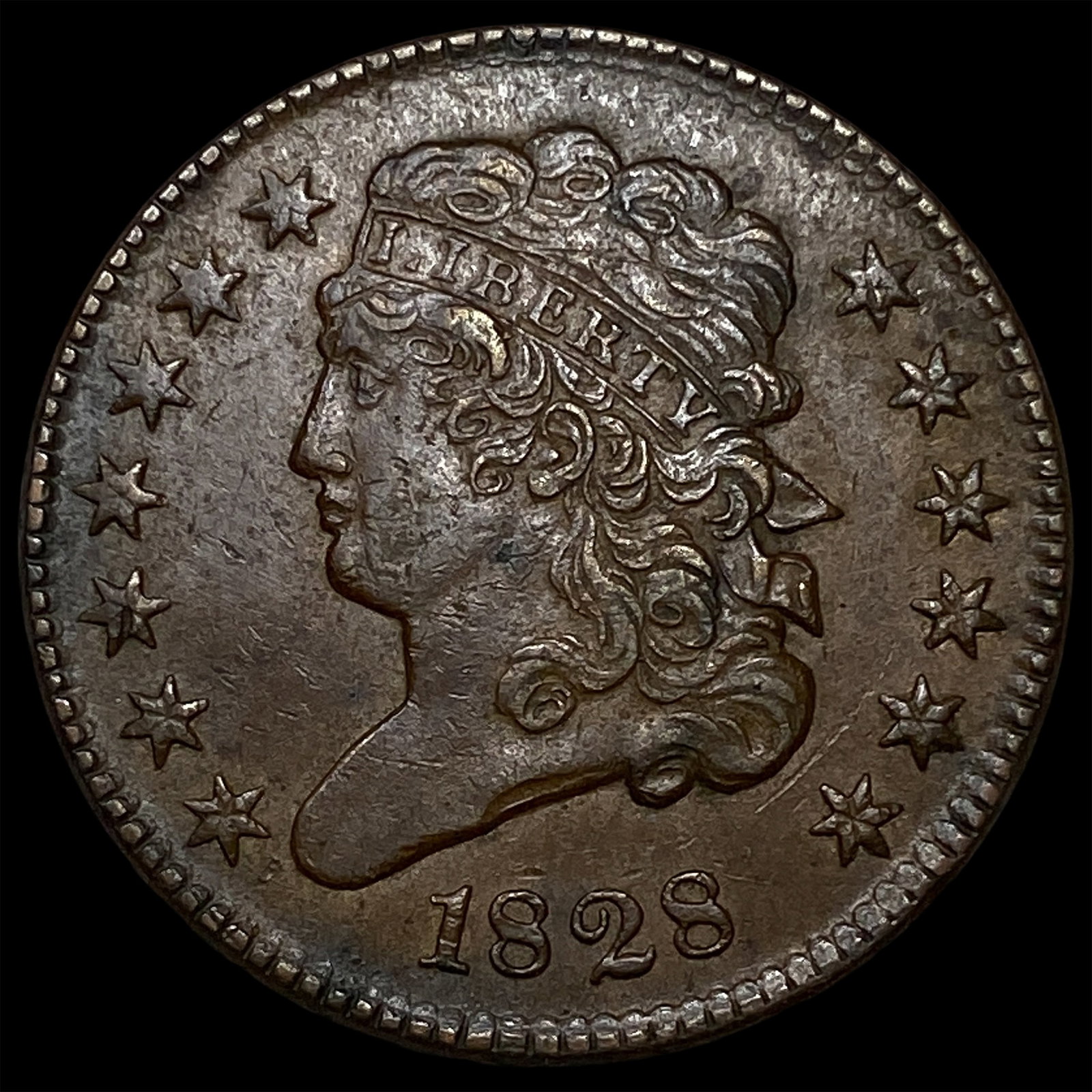 1828 Copper Half Cent UNCIRCULATED: 1828 Copper Half Cent UNCIRCULATED