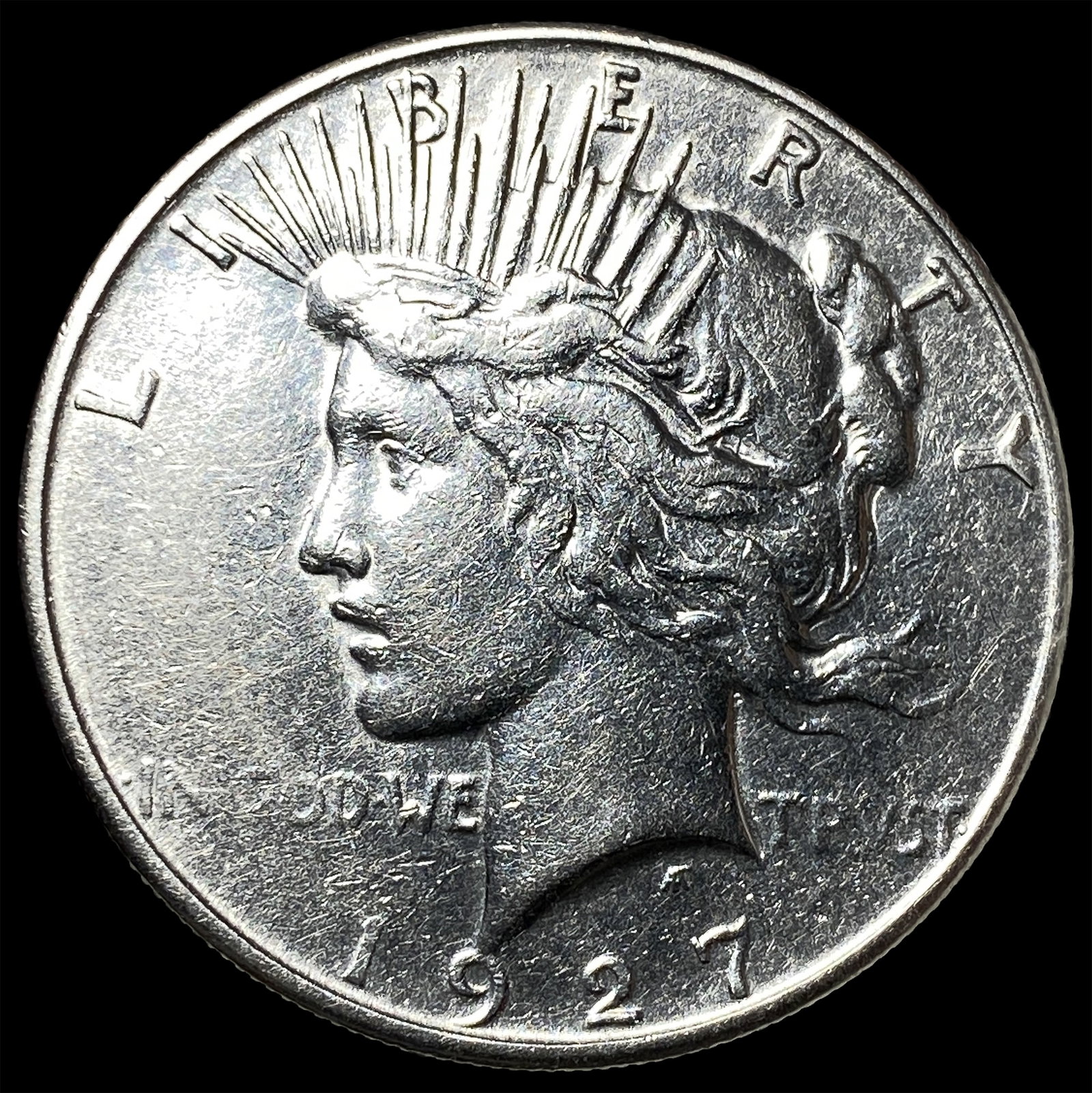 1927-S Silver Peace Dollar CHOICE AU: 1927-S Silver Peace Dollar CHOICE AU