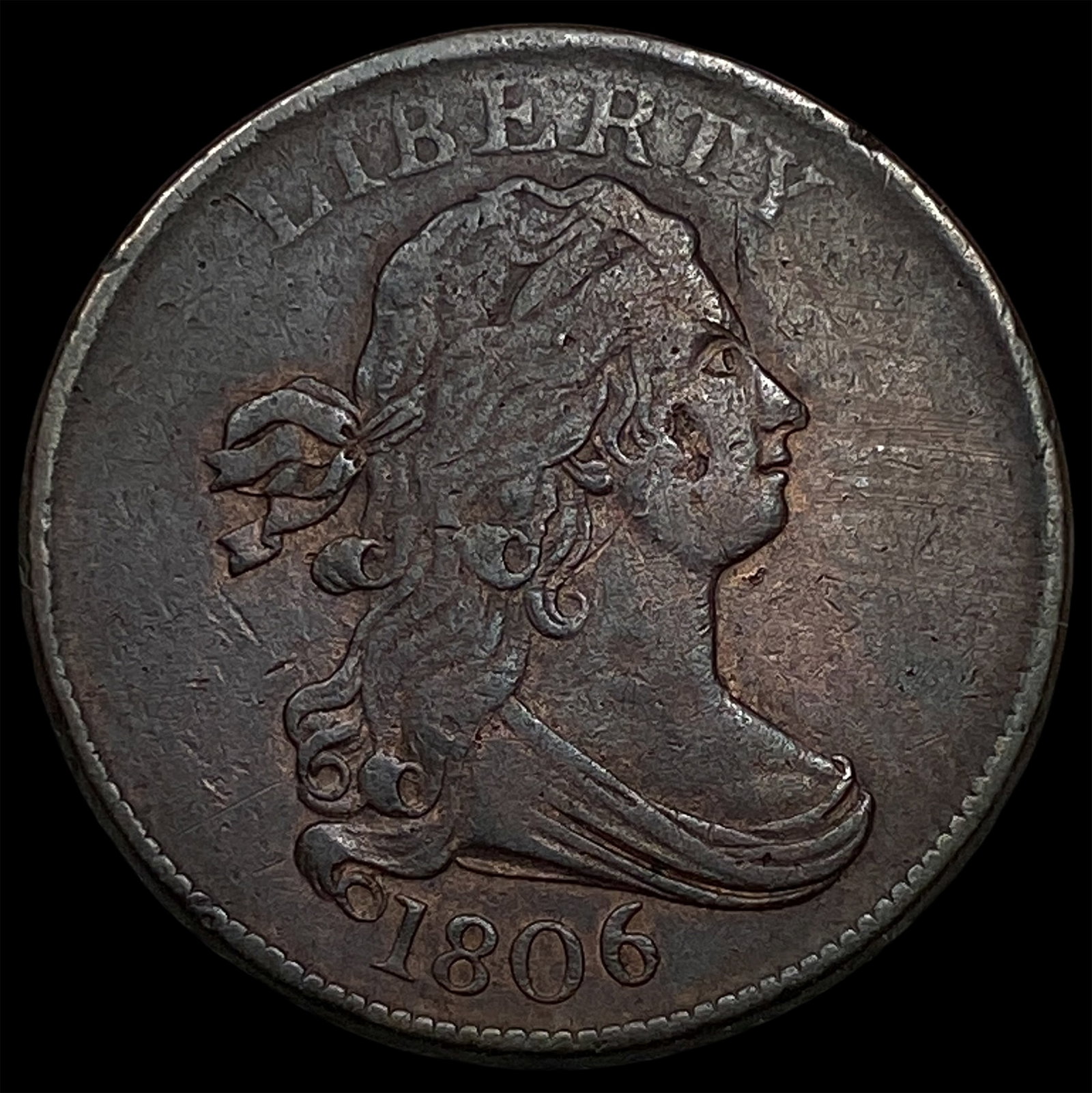 1806 Copper Half Cent Draped Bust CLOSELY UNCIRCULATED (1 of 2)