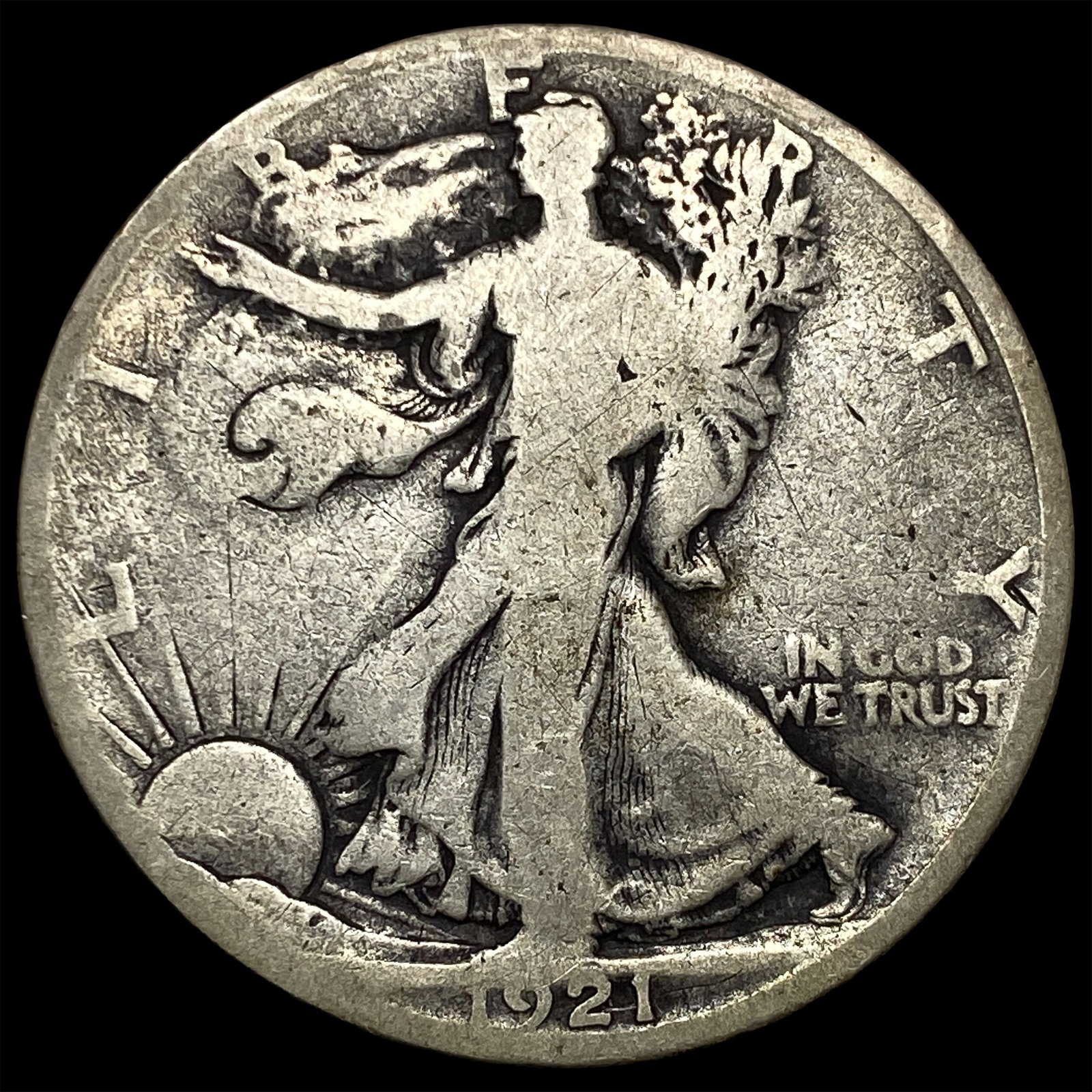 1921-S Silver Walking Liberty Half Dollar NICELY CIRCULATED: 1921-S Silver Walking Liberty Half Dollar NICELY CIRCULATED
