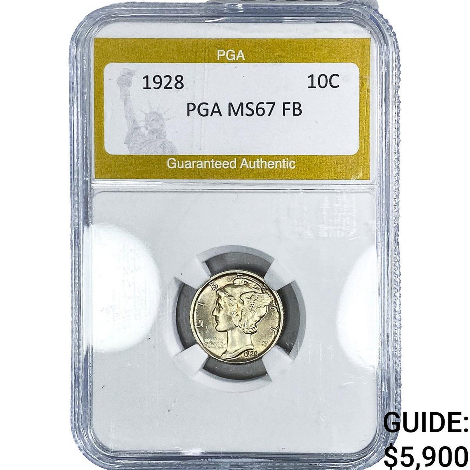1928 Mercury Silver Dime PGA MS67 FB: 1928 Mercury Silver Dime PGA MS67 FB