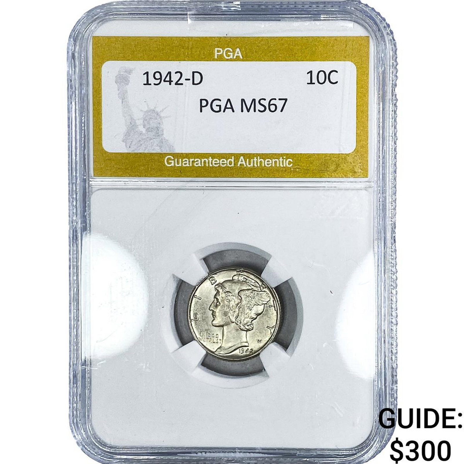1942-D Mercury Silver Dime PGA MS67: 1942-D Mercury Silver Dime PGA MS67