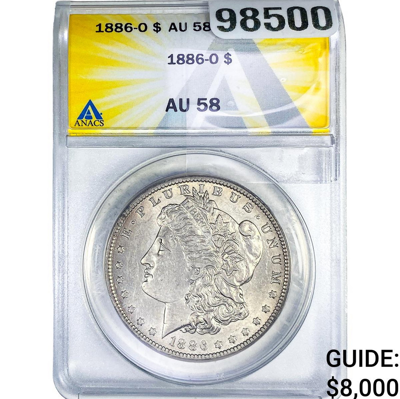 1886-O Morgan Silver Dollar ANACS AU58: 1886-O Morgan Silver Dollar ANACS AU58