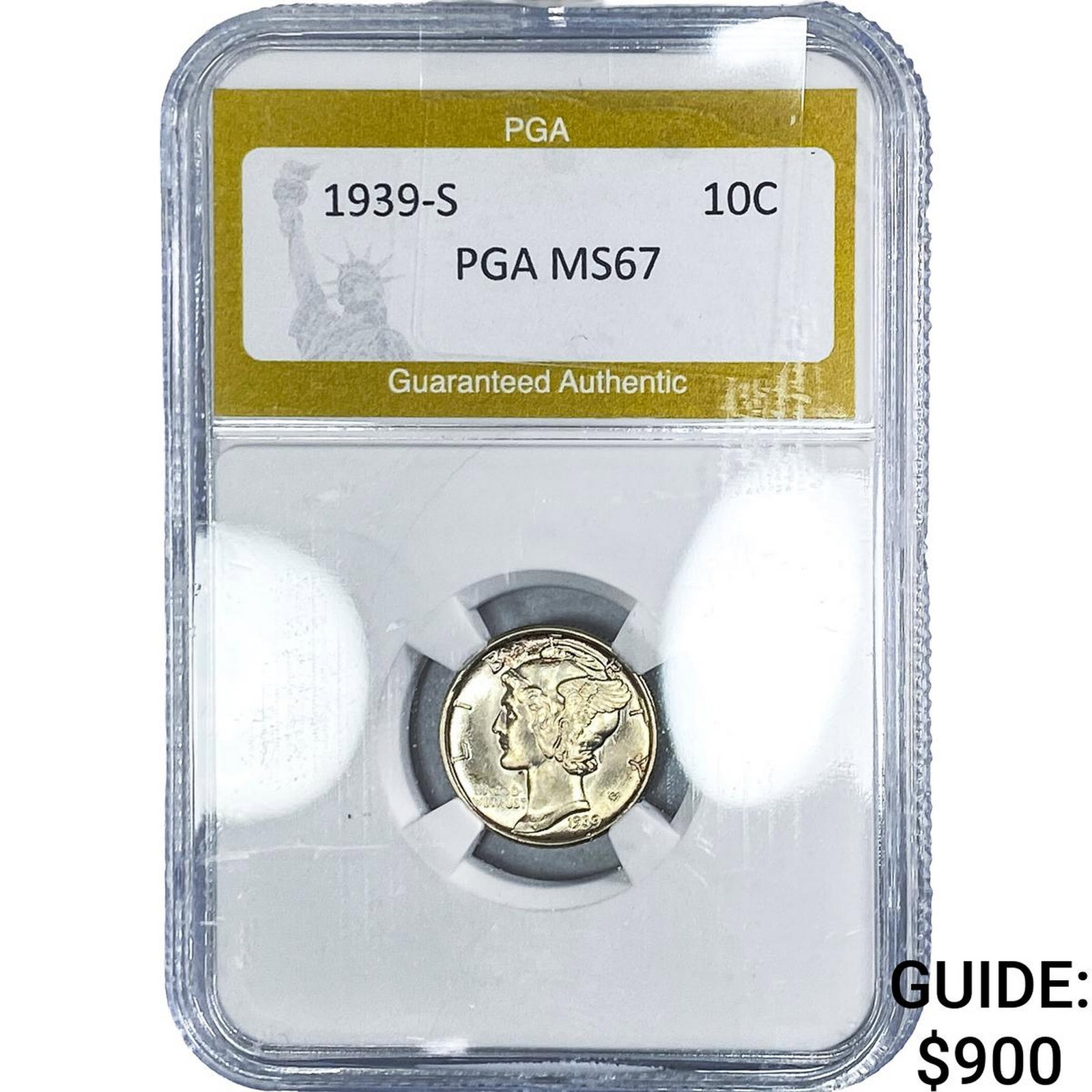 1939-S Mercury Silver Dime PGA MS67: 1939-S Mercury Silver Dime PGA MS67