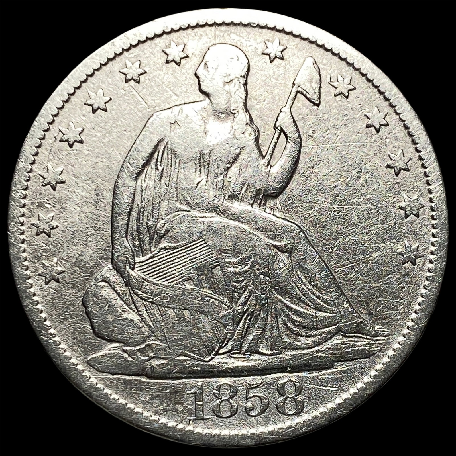 1858-O Silver Half Dollar CLOSELY UNCIRCULATED: 1858-O Silver Half Dollar CLOSELY UNCIRCULATED