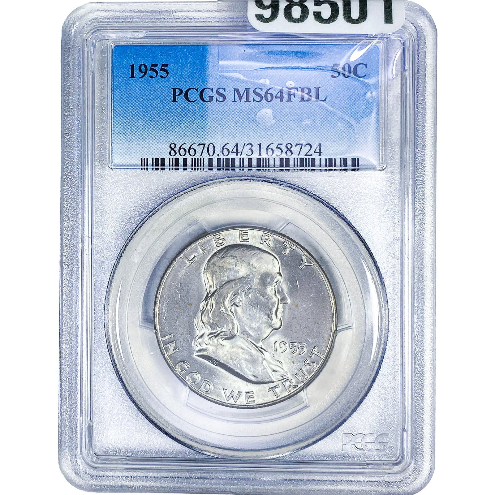 1955 Franklin Half Dollar PCGS MS64 FBL: 1955 Franklin Half Dollar PCGS MS64 FBL