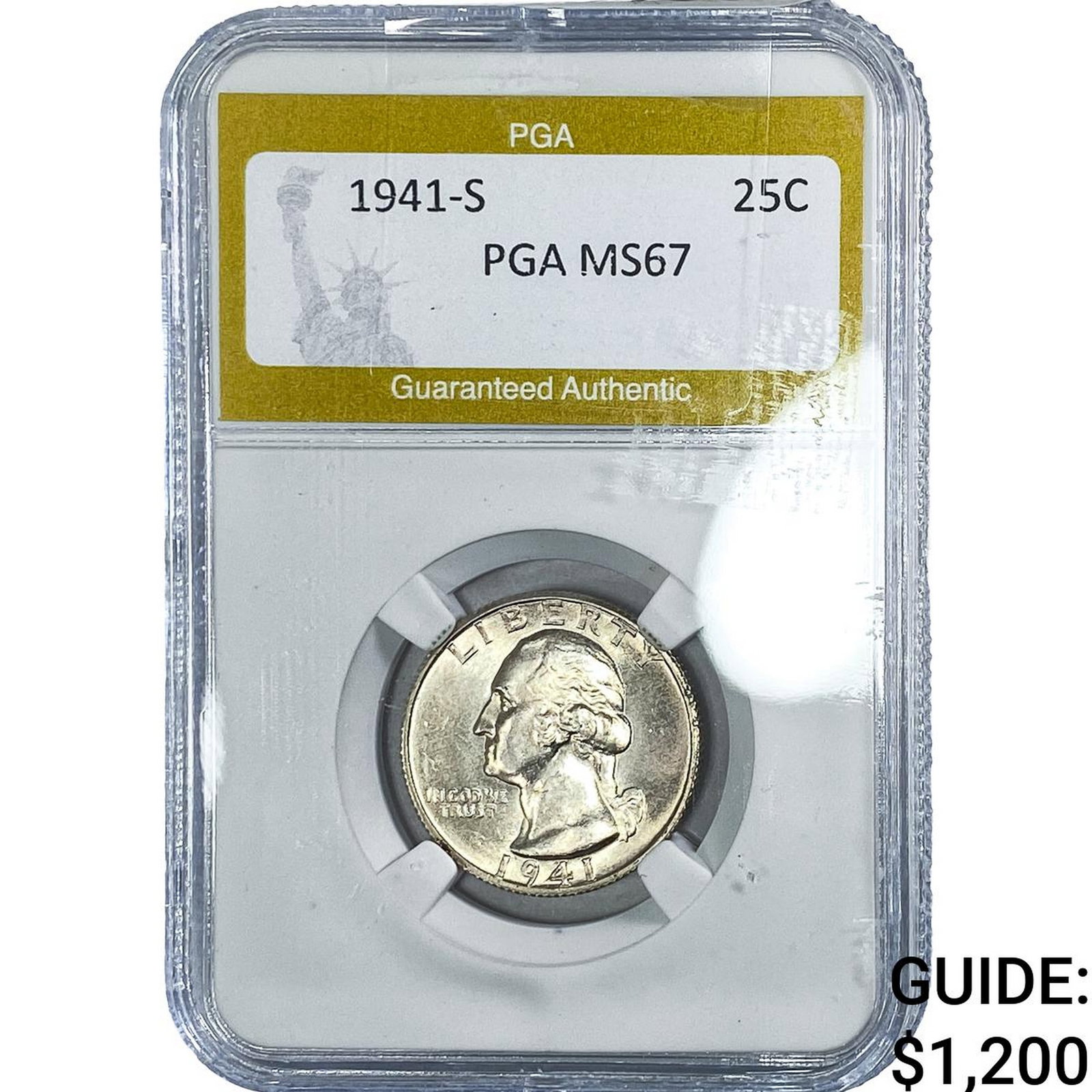 1941-S Washington Silver Quarter PGA MS67: 1941-S Washington Silver Quarter PGA MS67