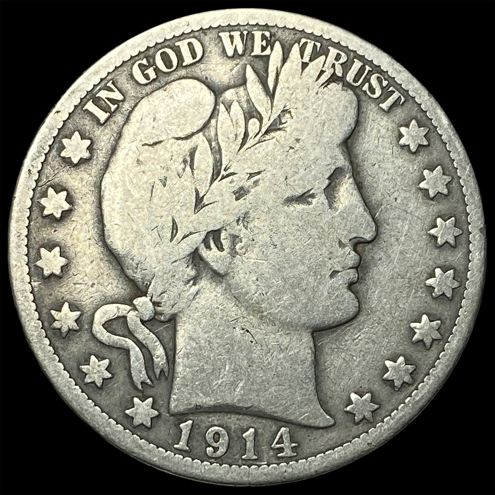 1914-S Silver Barber Half Dollar LIGHTLY CIRCULATED: 1914-S Silver Barber Half Dollar LIGHTLY CIRCULATED