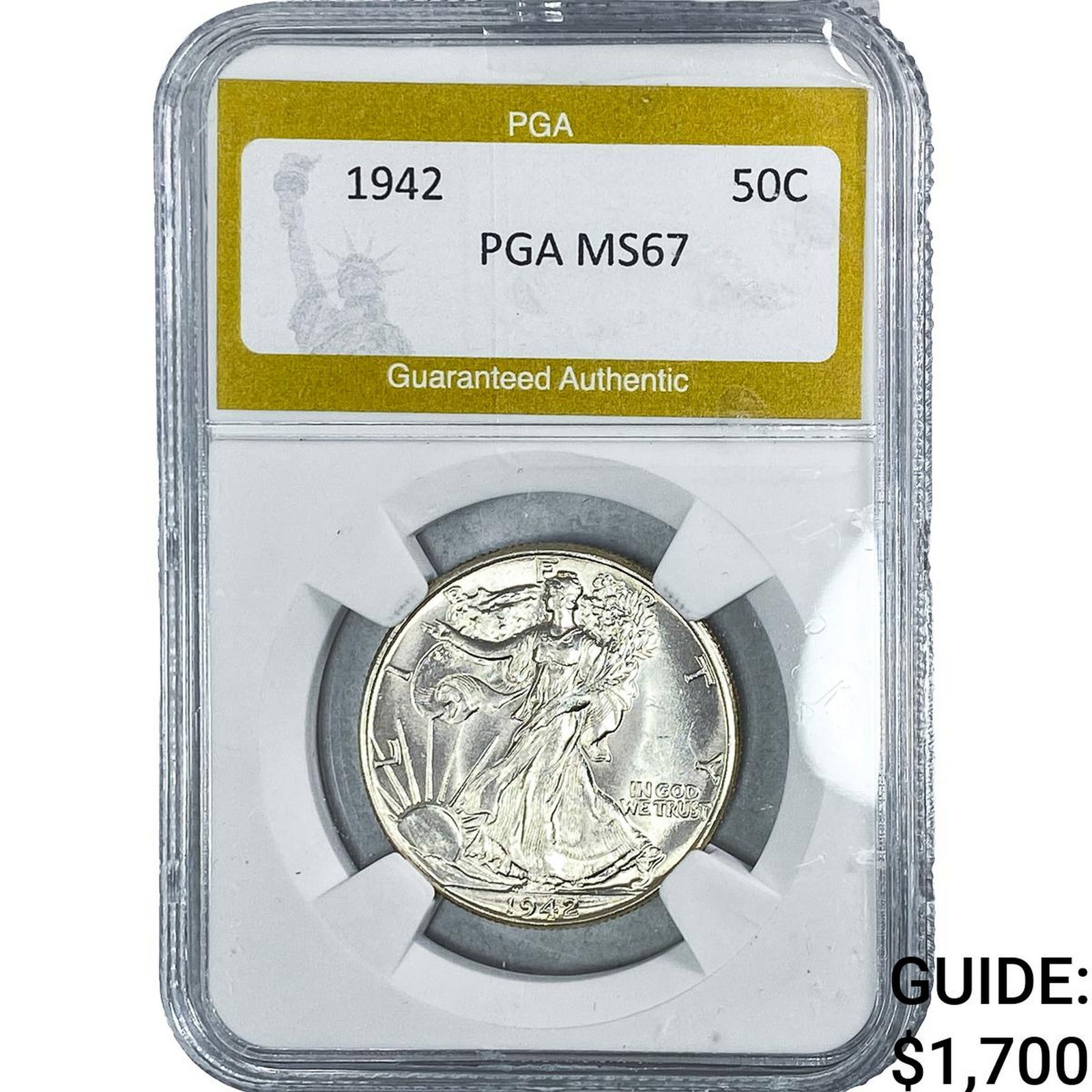 1942 Standing Liberty Half Dollar PGA MS67: 1942 Standing Liberty Half Dollar PGA MS67