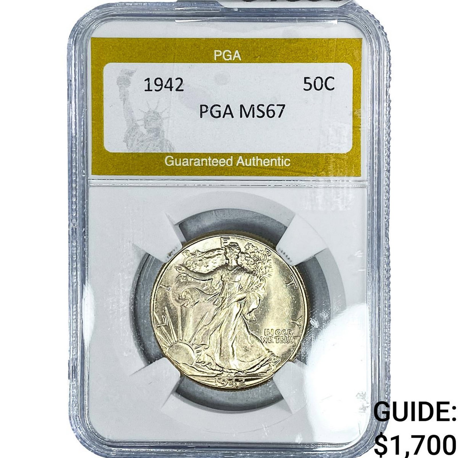 1942 Standing Liberty Half Dollar PGA MS67: 1942 Standing Liberty Half Dollar PGA MS67