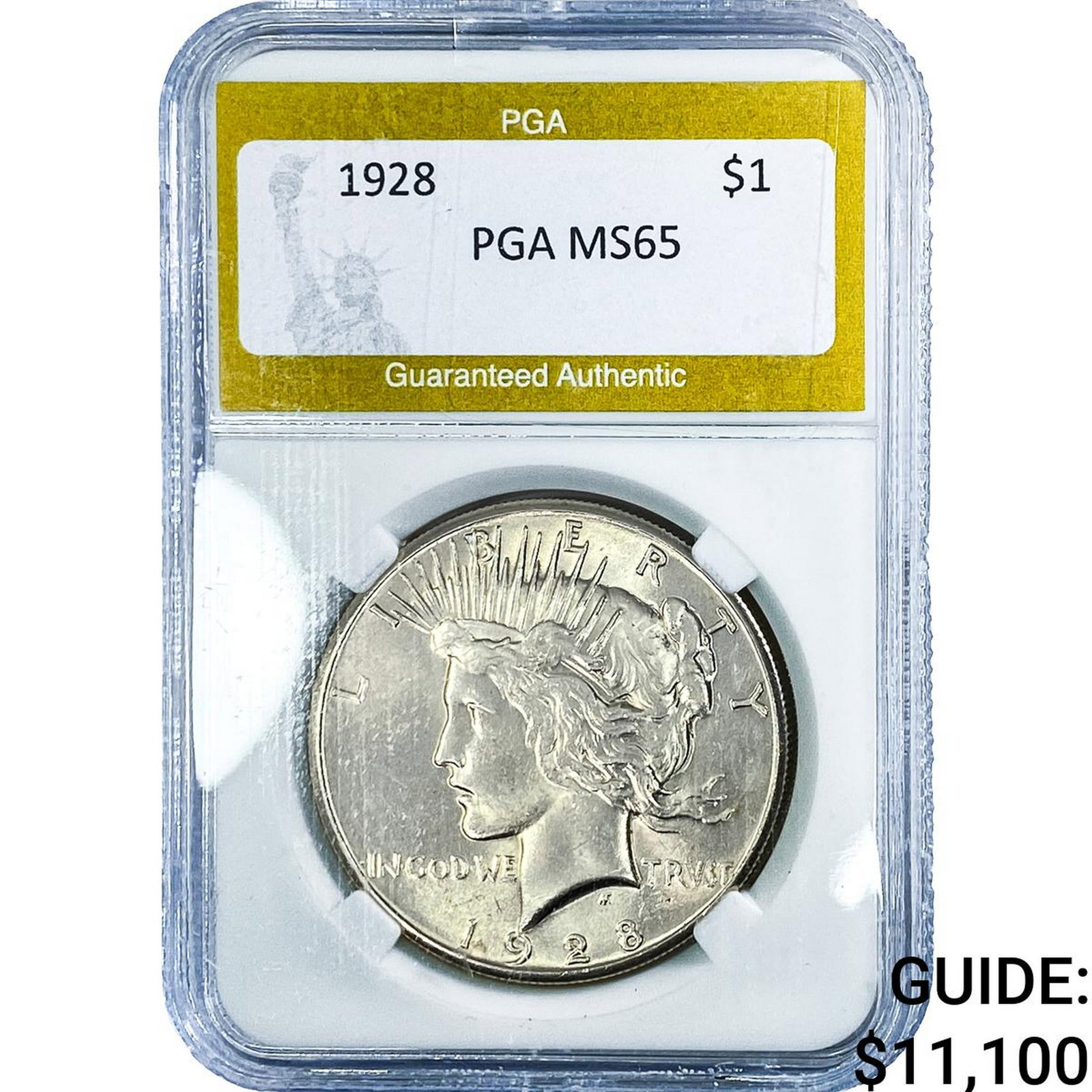 1928 Silver Peace Dollar PGA MS65: 1928 Silver Peace Dollar PGA MS65