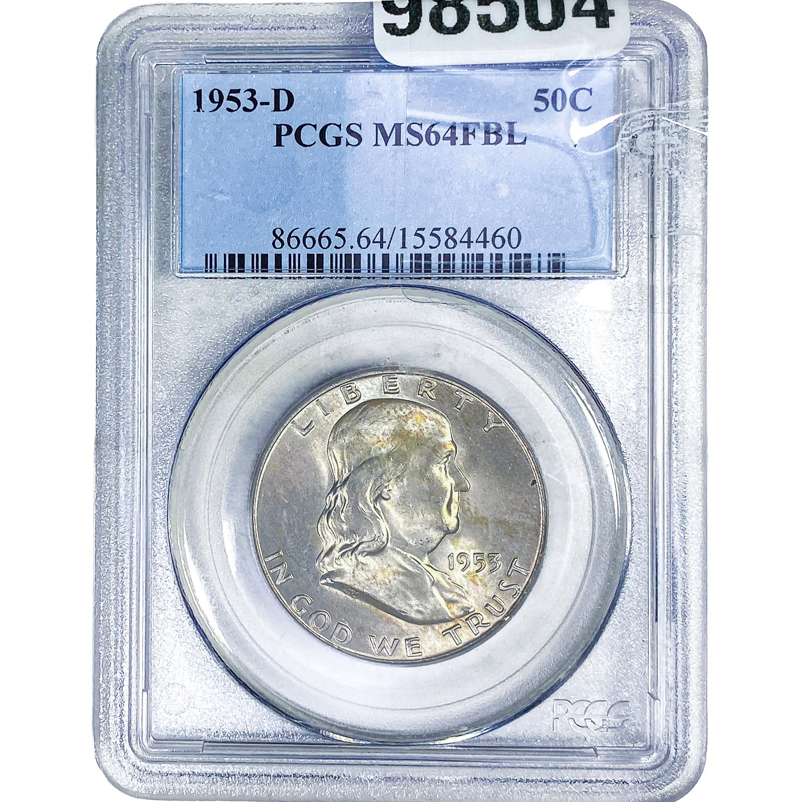 1953-D Franklin Half Dollar PCGS MS64 FBL: 1953-D Franklin Half Dollar PCGS MS64 FBL