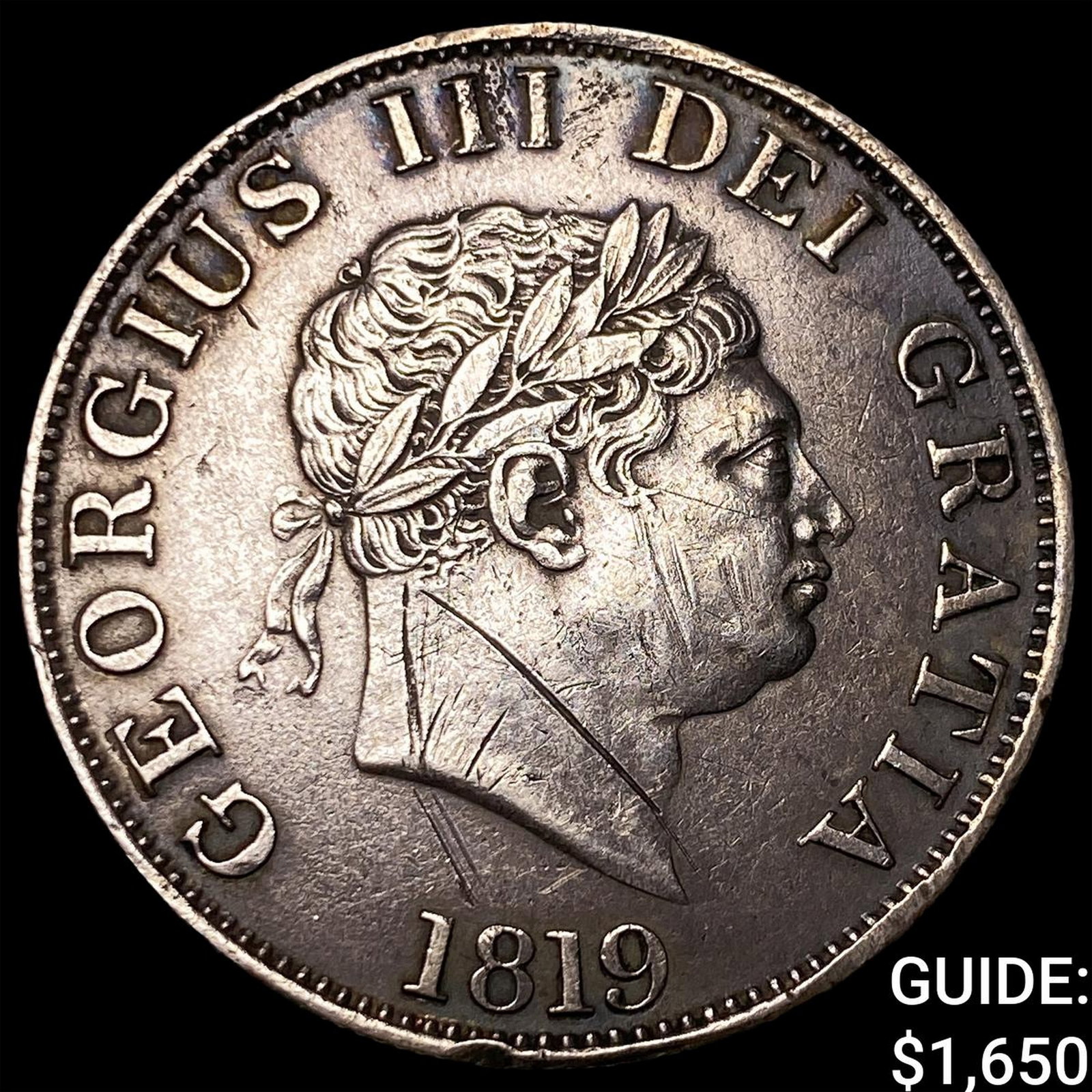 1819 Great Britain George III Silver 1/2 Crown: 1819 Great Britain George III Silver 1/2 Crown