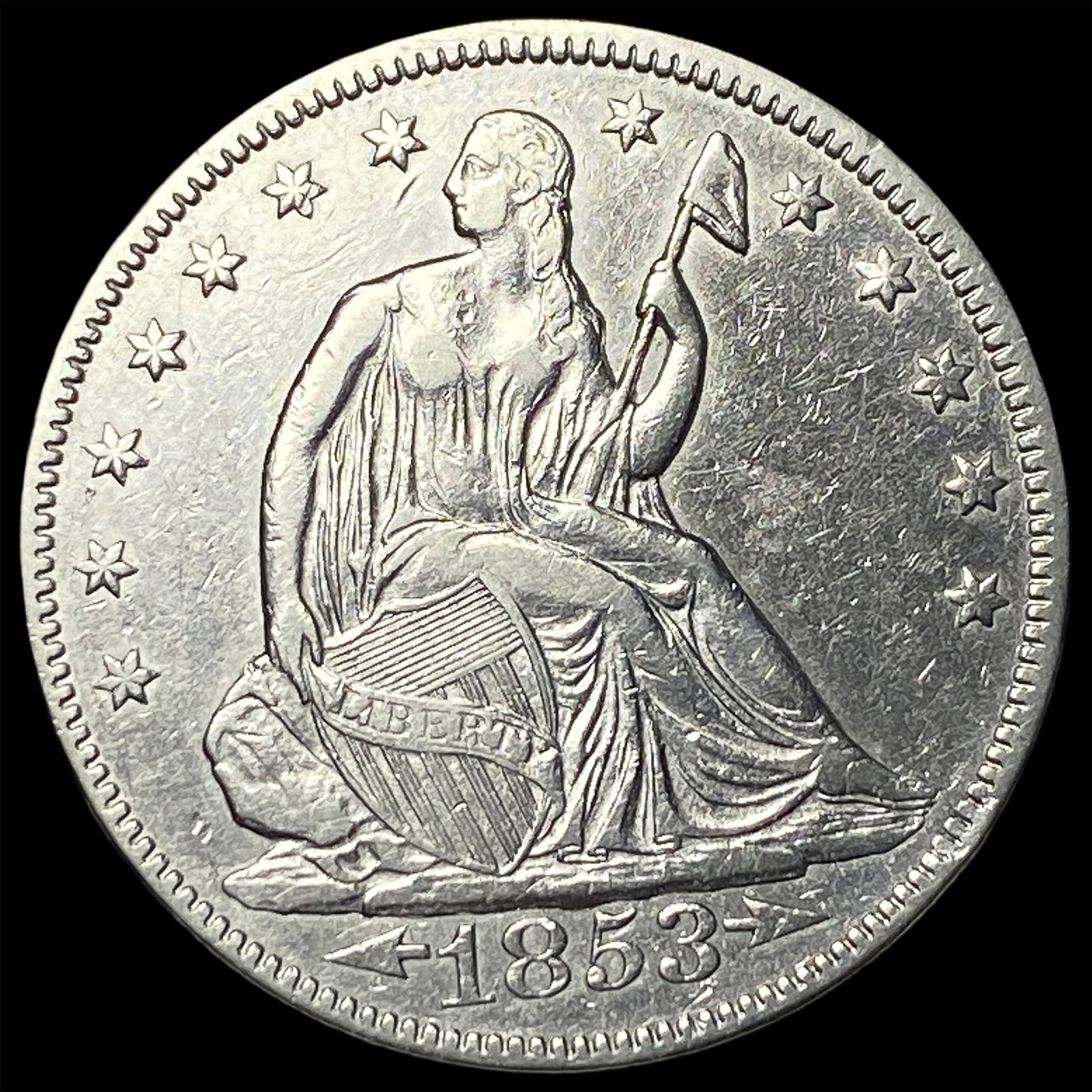 1853 Arrows Seated Liberty Half Dollar UNCIRCULATED: 1853 Arrows Seated Liberty Half Dollar UNCIRCULATED