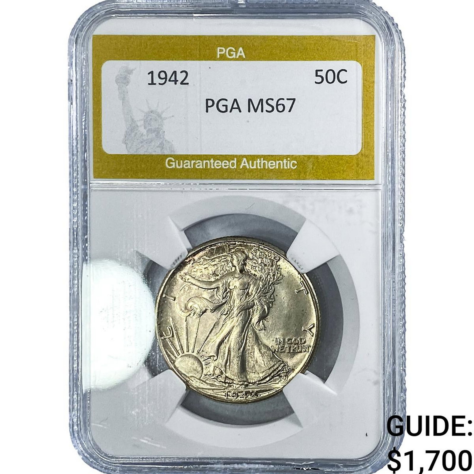 1942 Standing Liberty Half Dollar PGA MS67: 1942 Standing Liberty Half Dollar PGA MS67