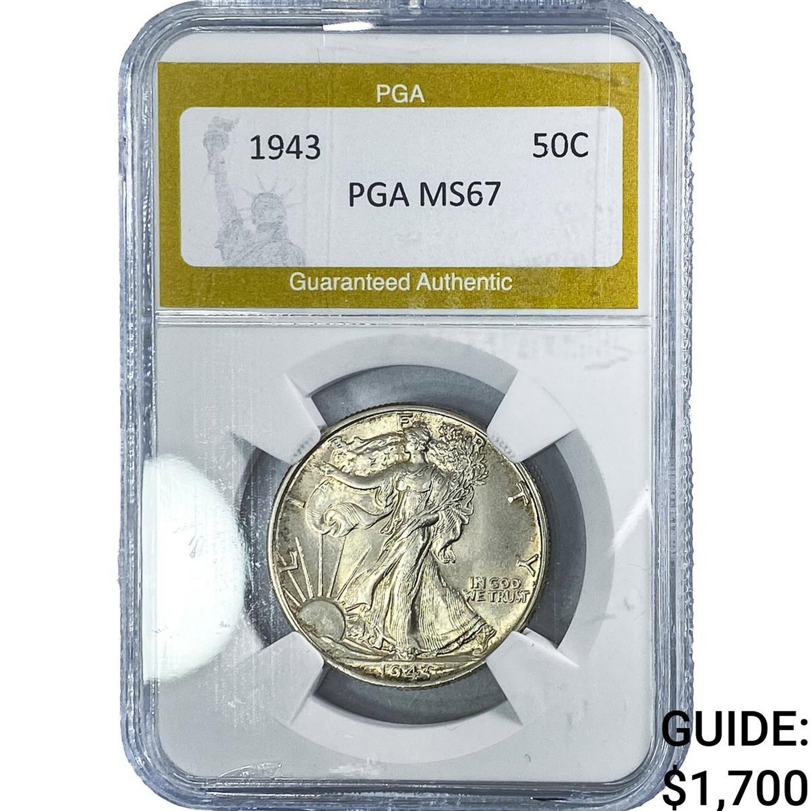 1943 Standing Liberty Half Dollar PGA MS67: 1943 Standing Liberty Half Dollar PGA MS67