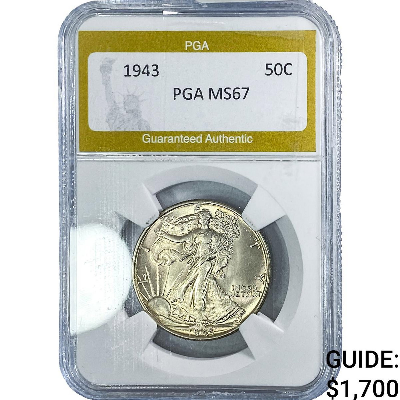 1943 Standing Liberty Half Dollar PGA MS67: 1943 Standing Liberty Half Dollar PGA MS67