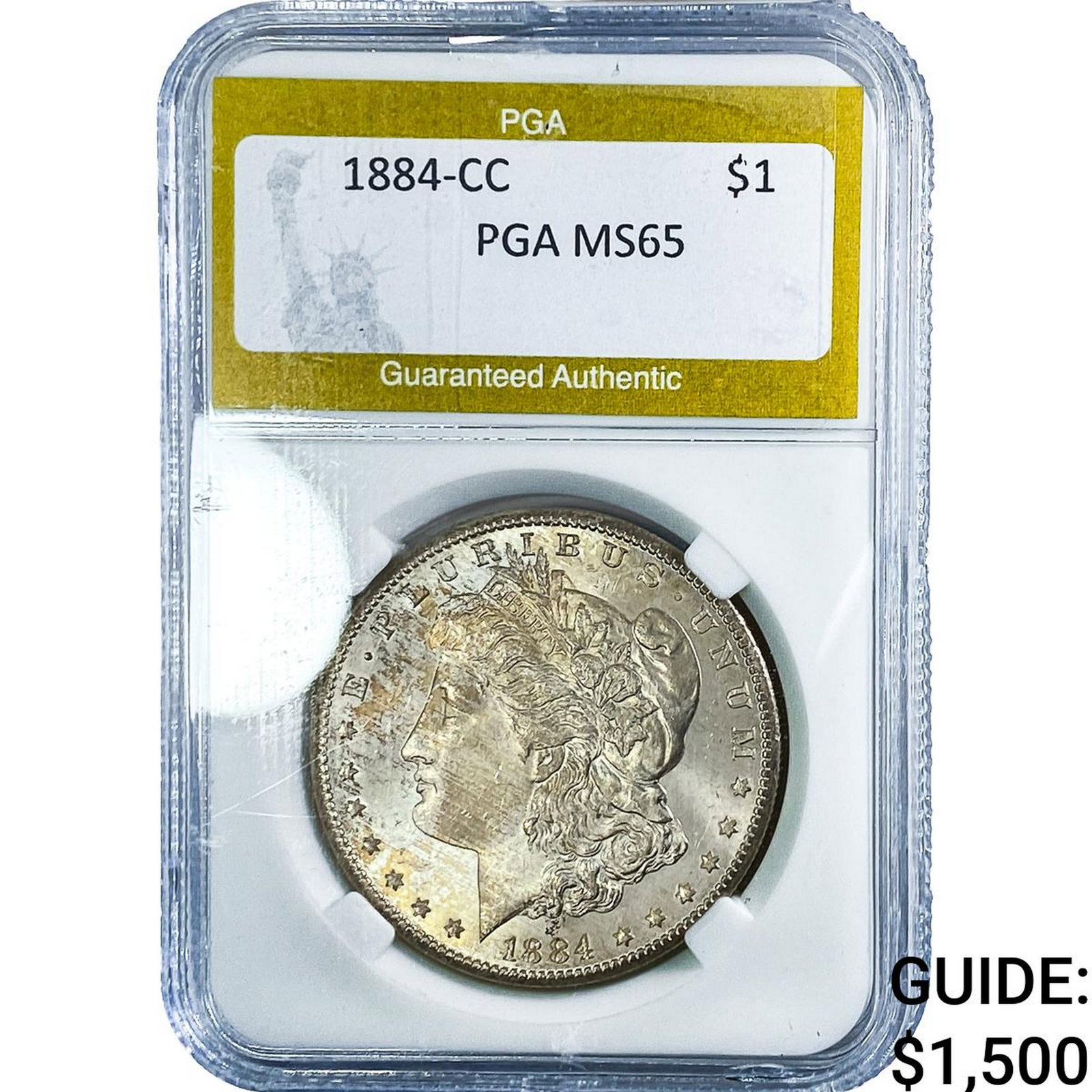 1884-CC Morgan Silver Dollar PGA MS65: 1884-CC Morgan Silver Dollar PGA MS65