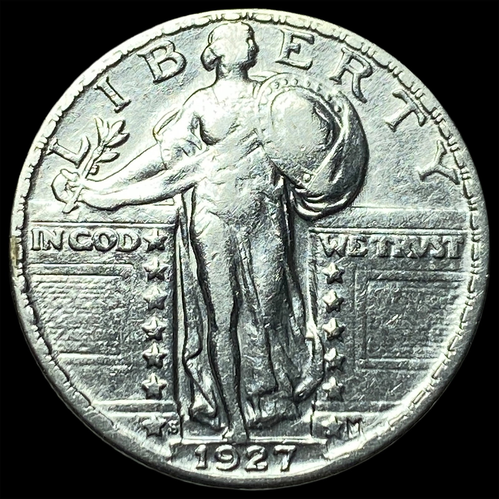 1927-S Silver Standing Liberty Quarter CHOICE AU: 1927-S Silver Standing Liberty Quarter CHOICE AU