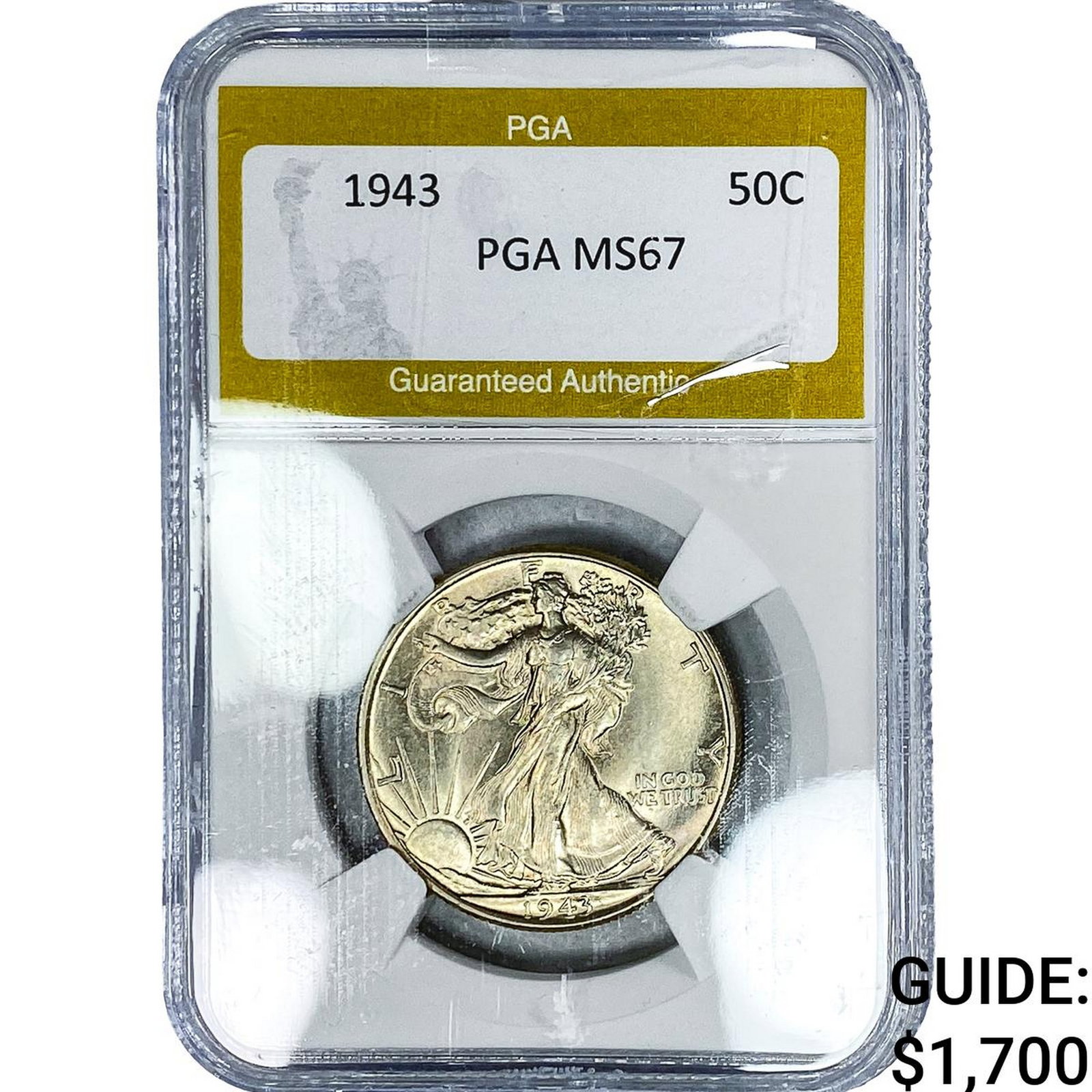 1943 Standing Liberty Half Dollar PGA MS67: 1943 Standing Liberty Half Dollar PGA MS67
