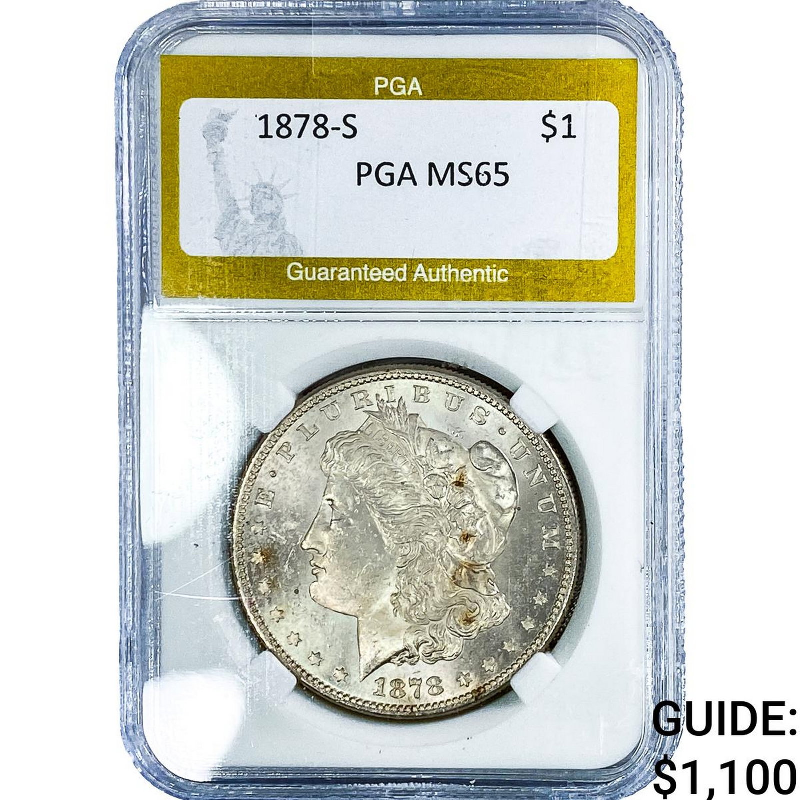 1878-S Morgan Silver Dollar PGA MS65: 1878-S Morgan Silver Dollar PGA MS65