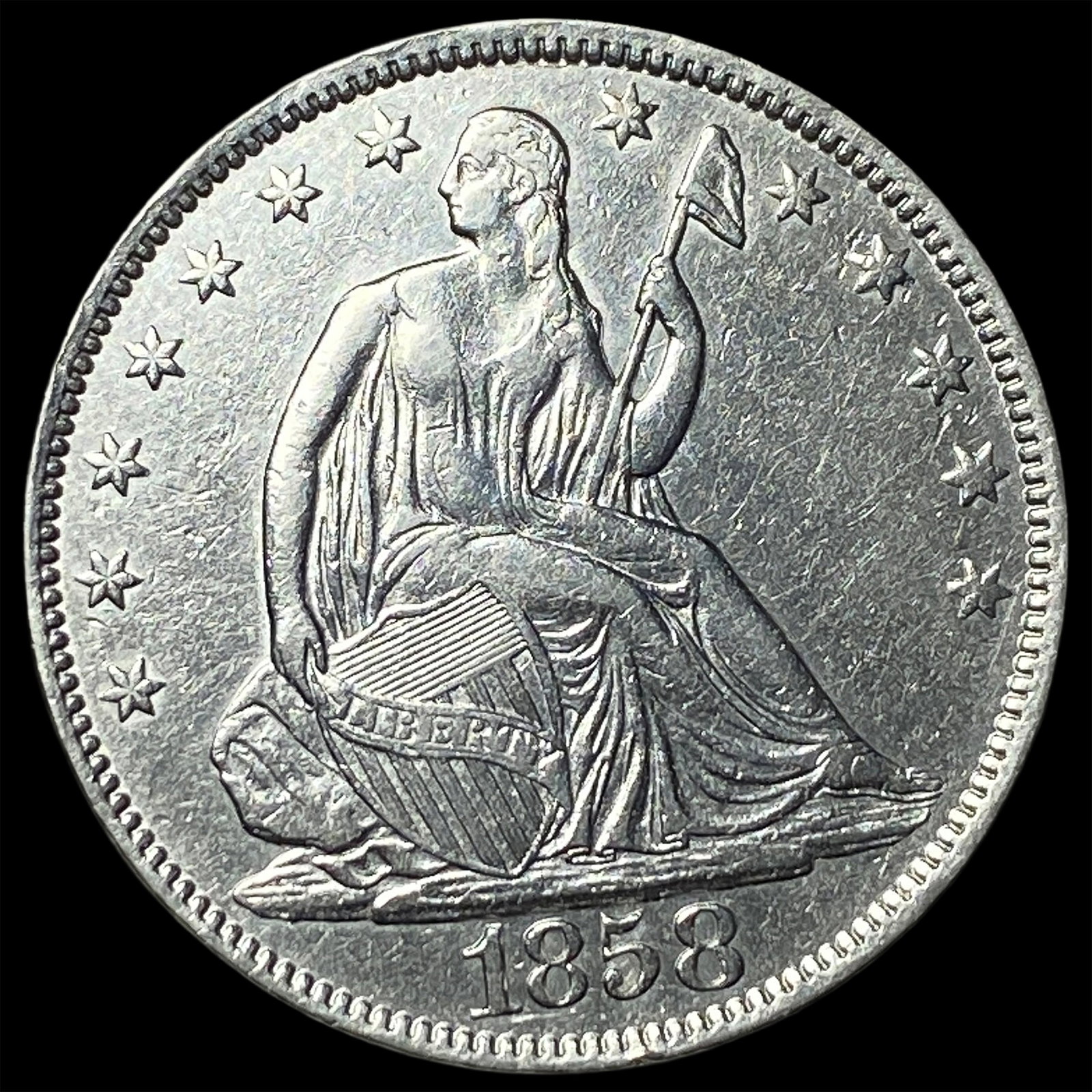 1858 Seated Liberty Half Dollar UNCIRCULATED: 1858 Seated Liberty Half Dollar UNCIRCULATED