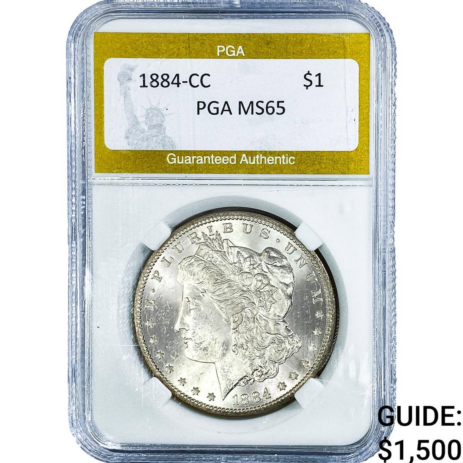1884-CC Morgan Silver Dollar PGA MS65: 1884-CC Morgan Silver Dollar PGA MS65