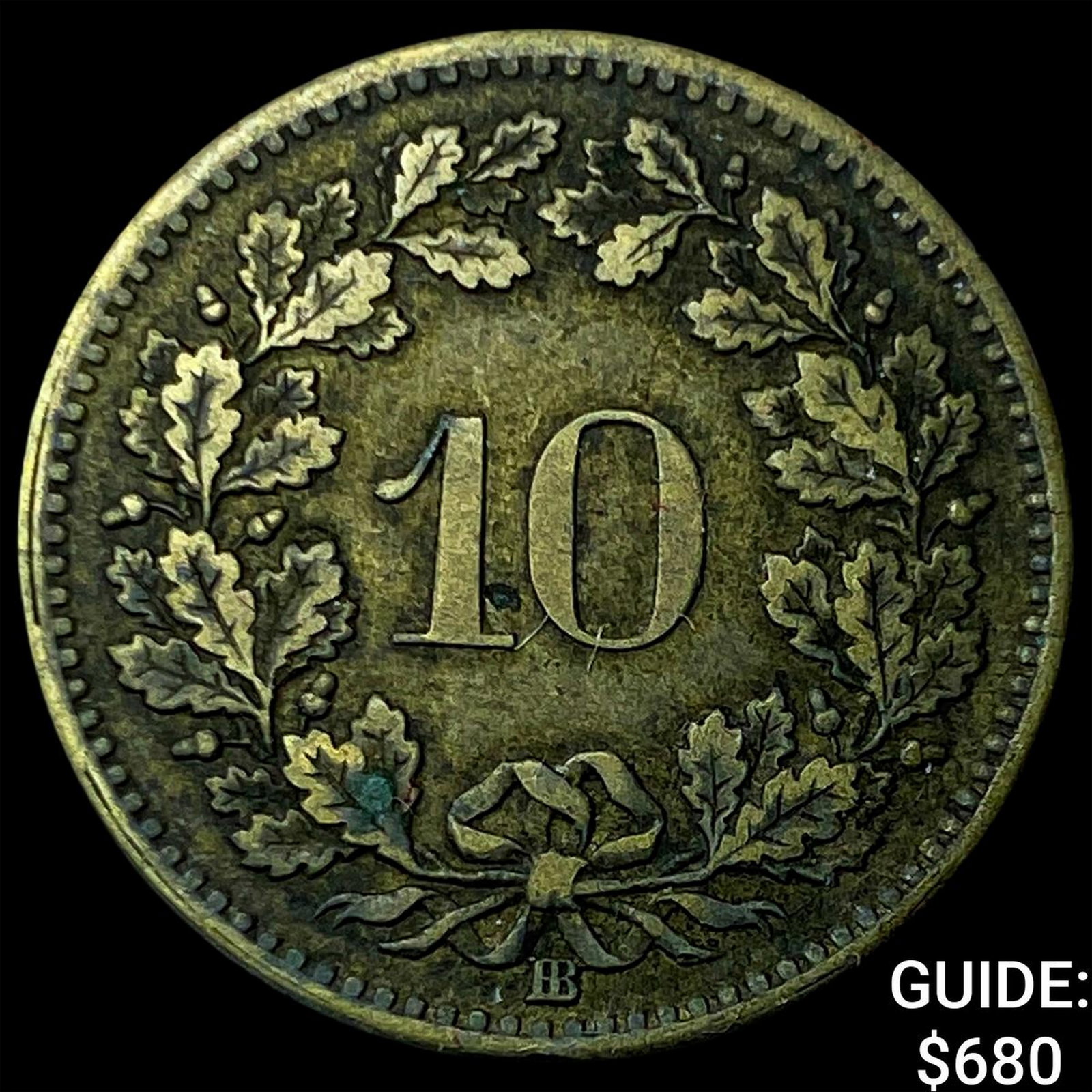 1851BB Switzerland Billon 10 Rapen: 1851BB Switzerland Billon 10 Rapen
