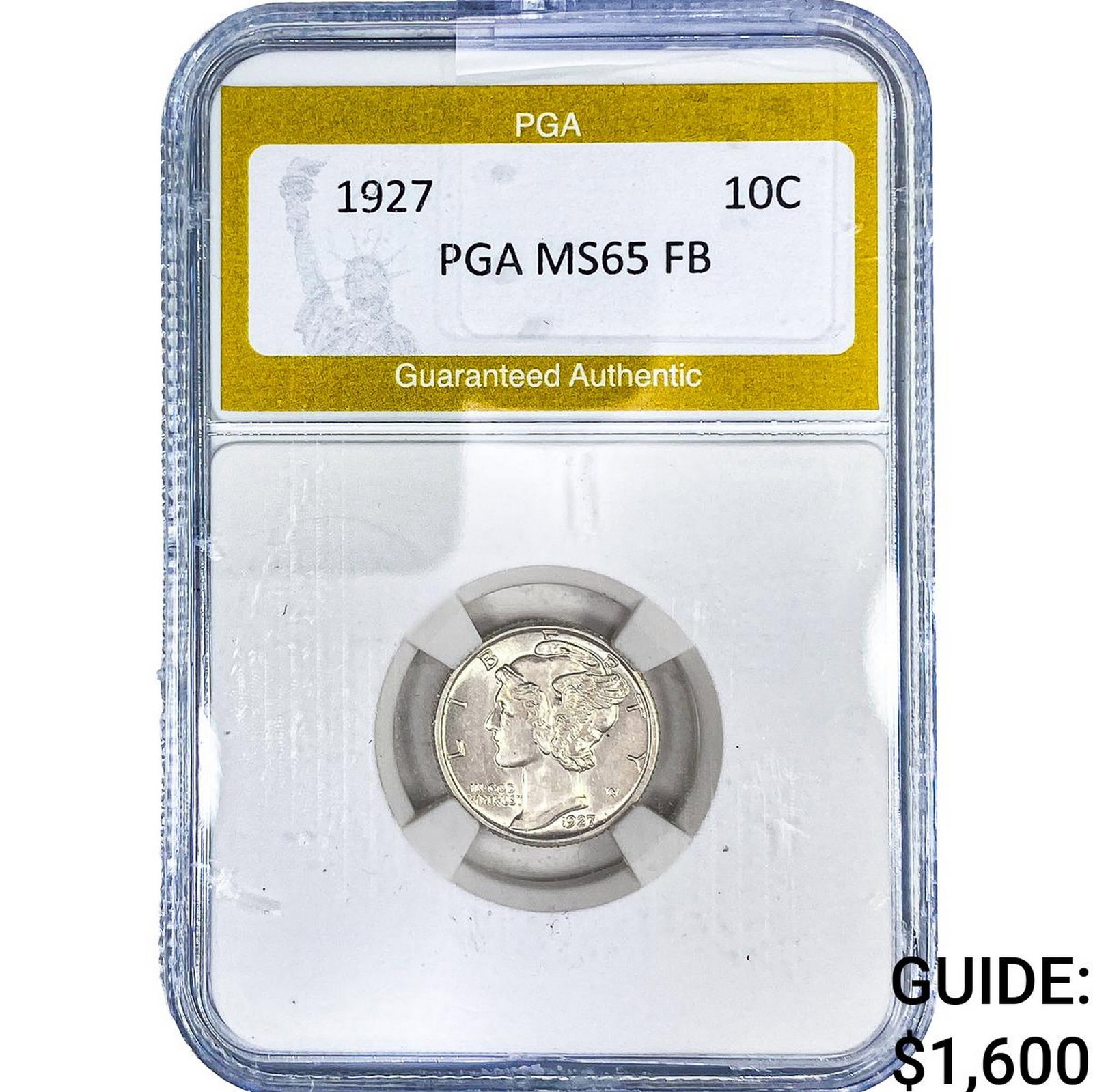 1927 Mercury Silver Dime PGA MS65 FB: 1927 Mercury Silver Dime PGA MS65 FB