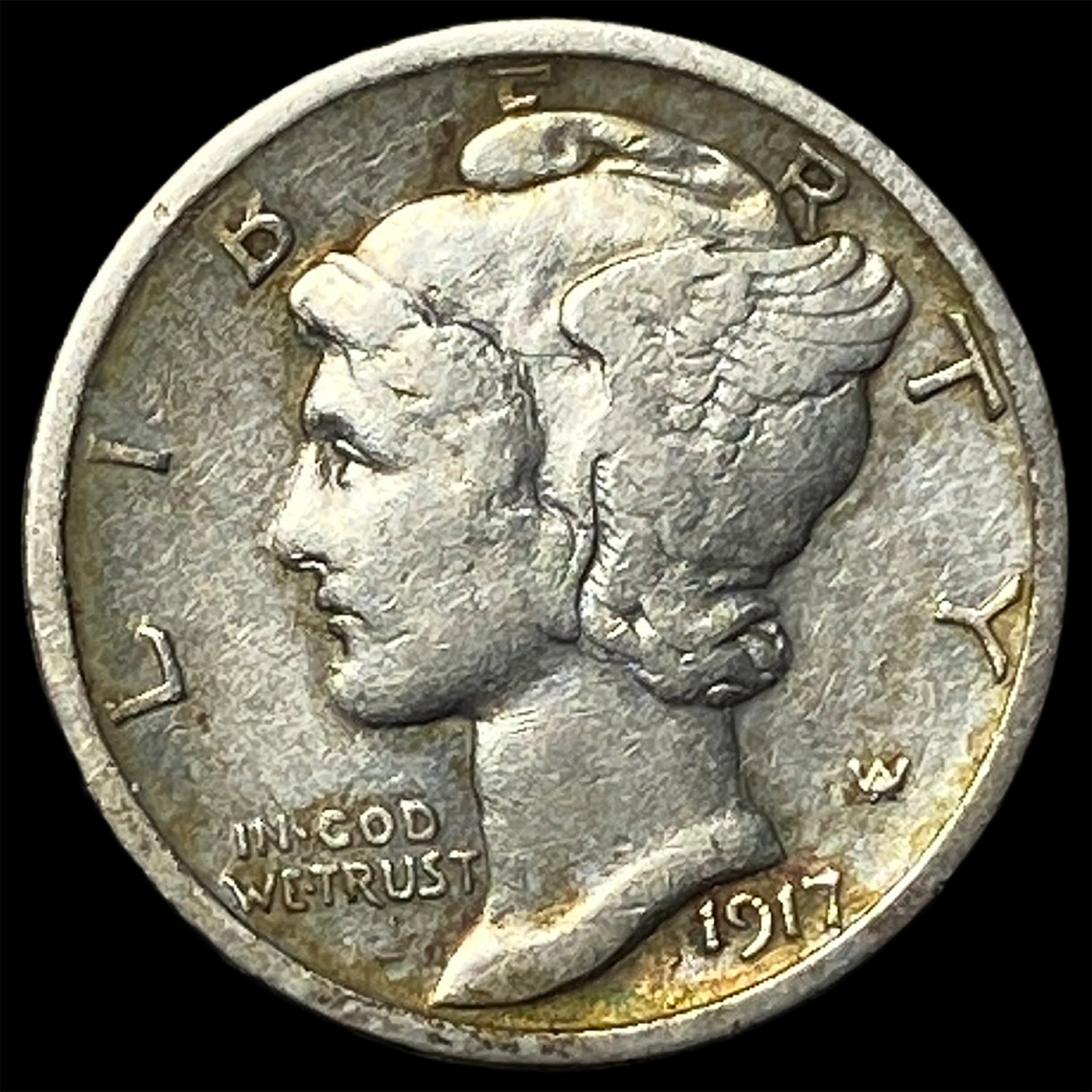 1917-S Silver Mercury Dime NEARLY UNCIRCULATED: 1917-S Silver Mercury Dime NEARLY UNCIRCULATED