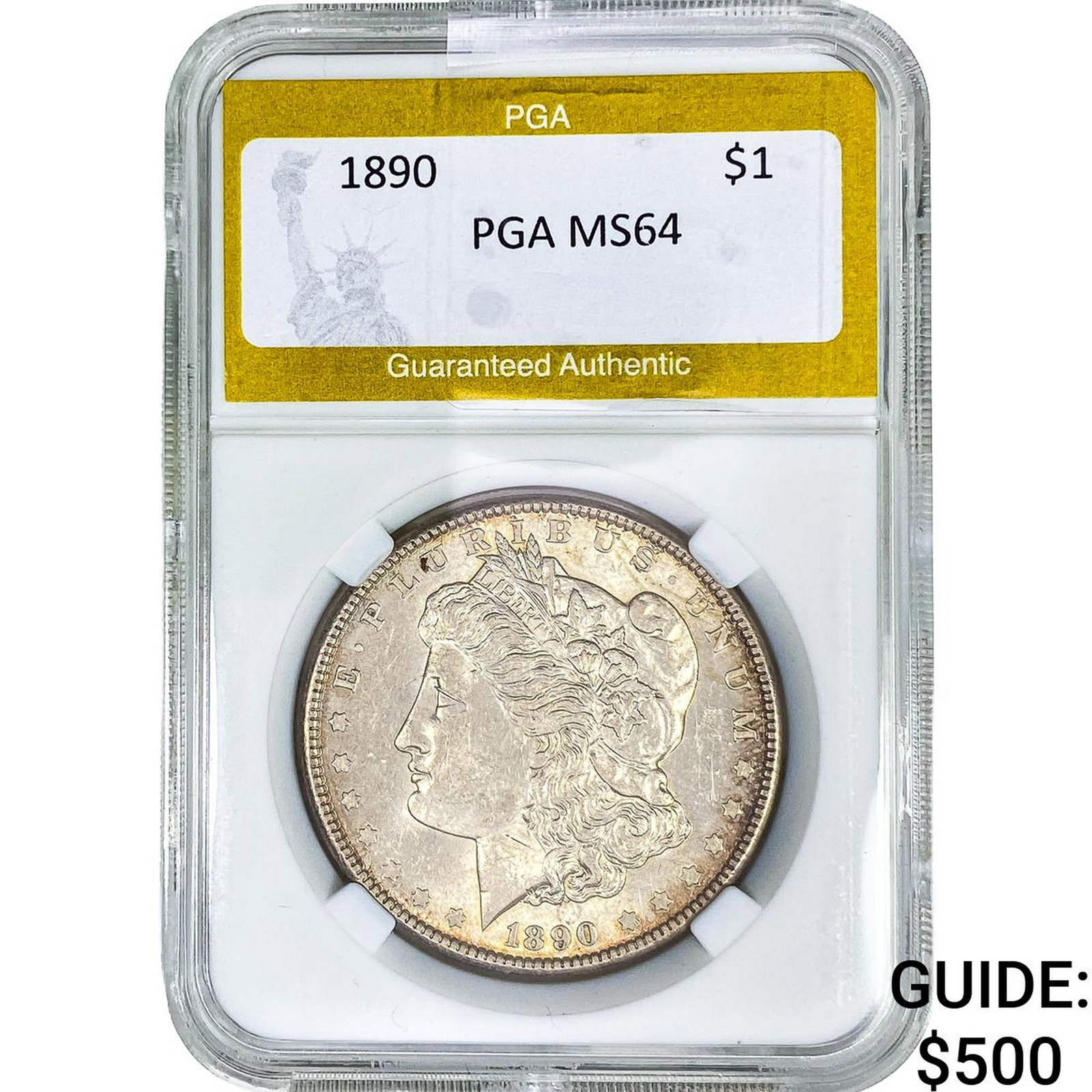 1890 Morgan Silver Dollar PGA MS64: 1890 Morgan Silver Dollar PGA MS64