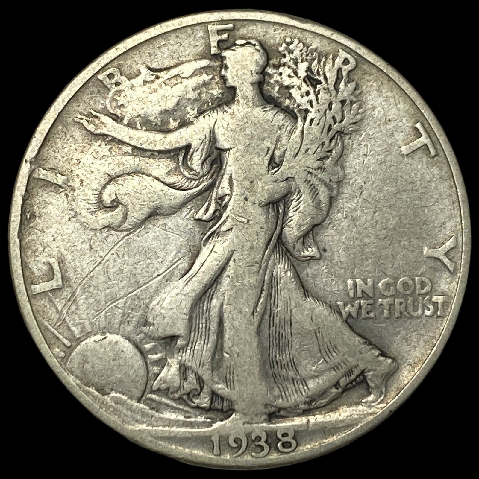 1938-D Silver Walking Liberty Half Dollar NEARLY UNCIRCULATED: 1938-D Silver Walking Liberty Half Dollar NEARLY UNCIRCULATED