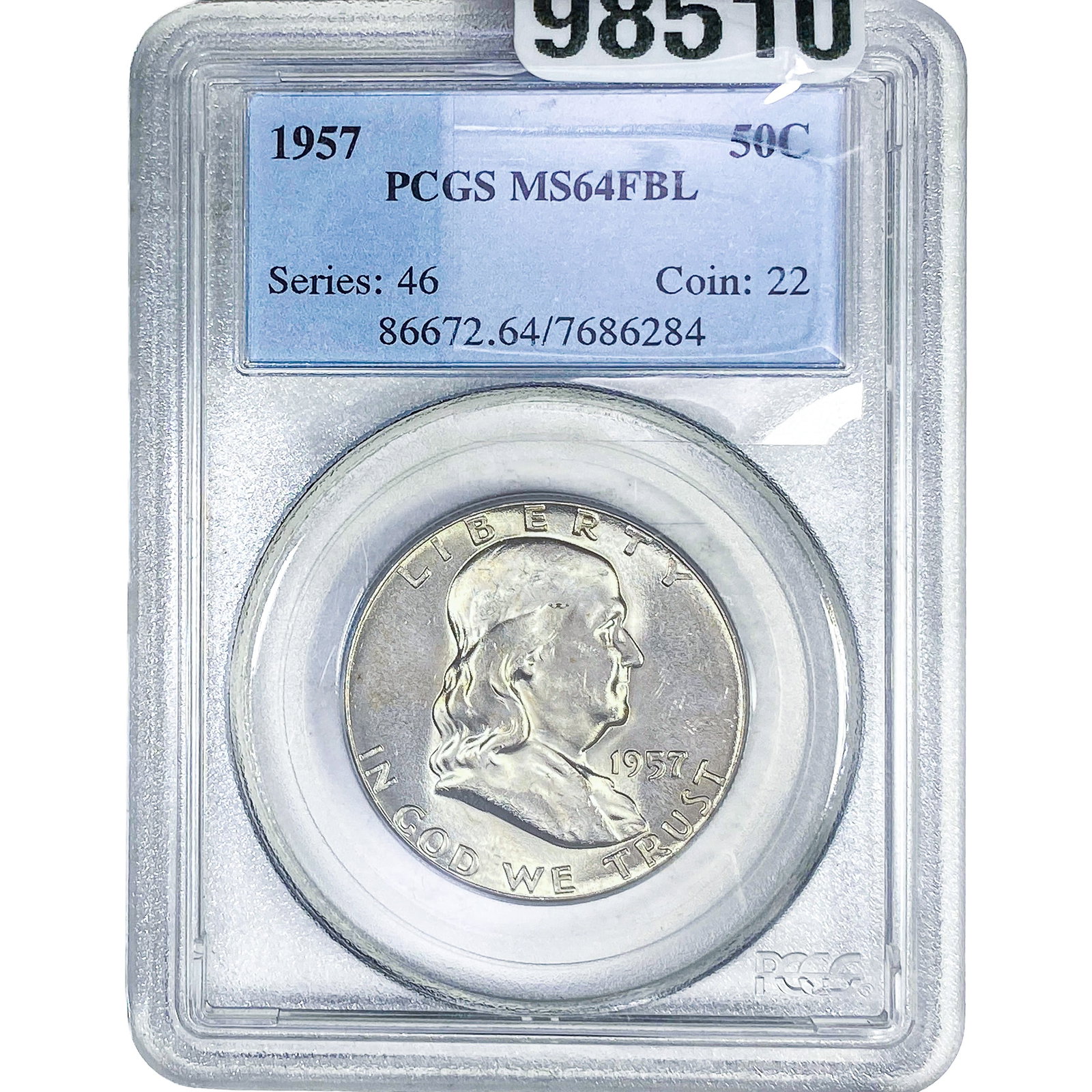 1957 Franklin Half Dollar PCGS MS64 FBL (1 of 2)