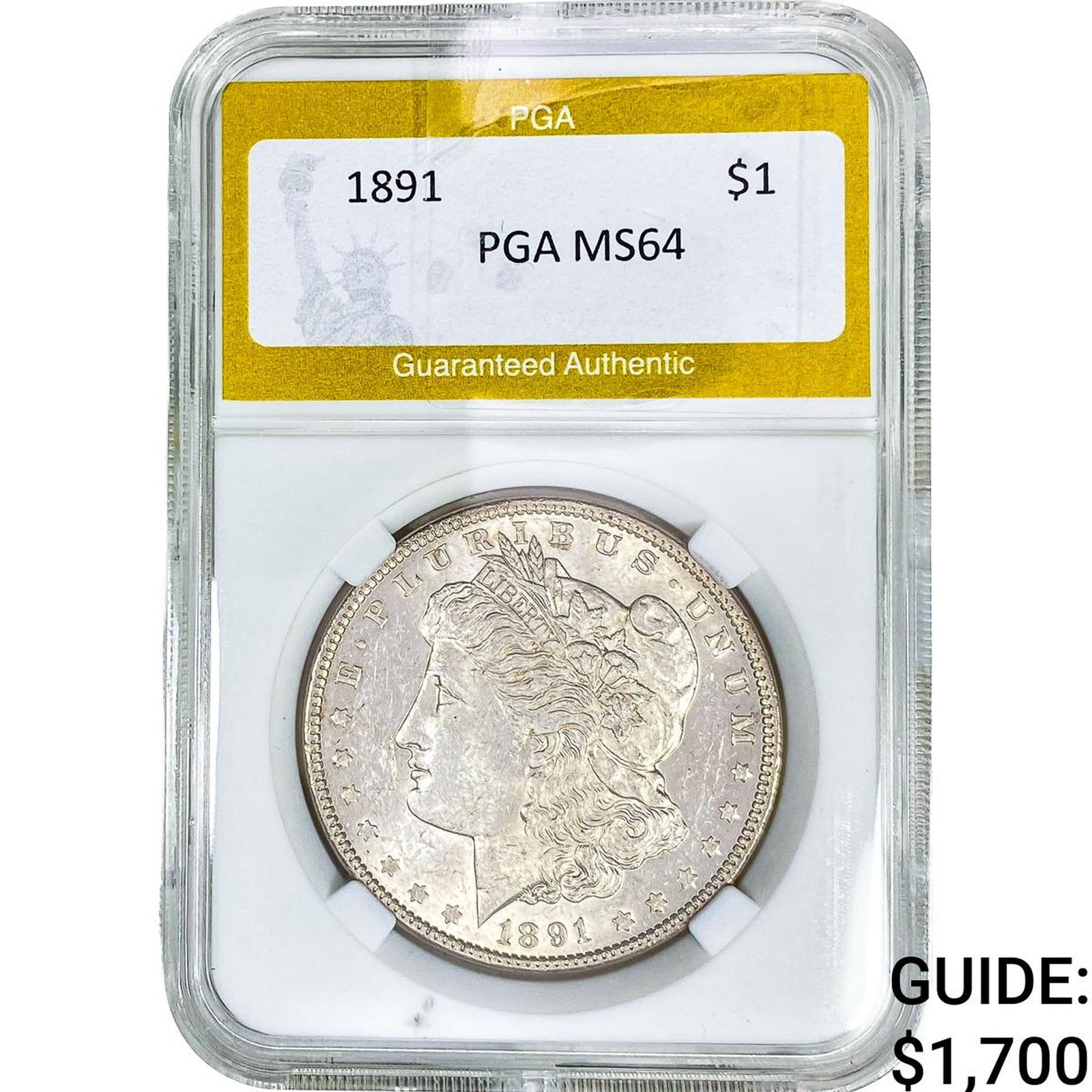 1891 Morgan Silver Dollar PGA MS64: 1891 Morgan Silver Dollar PGA MS64