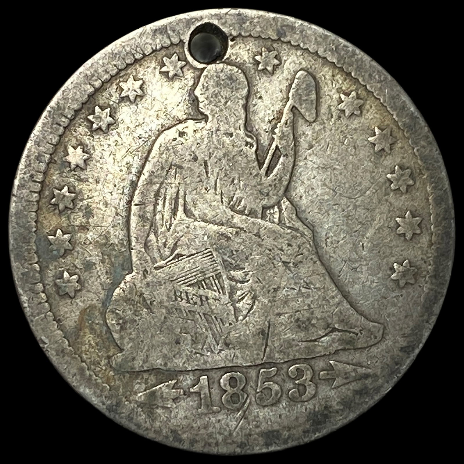 1853 Arrows Seated Liberty Quarter NICELY CIRCULATED: 1853 Arrows Seated Liberty Quarter NICELY CIRCULATED