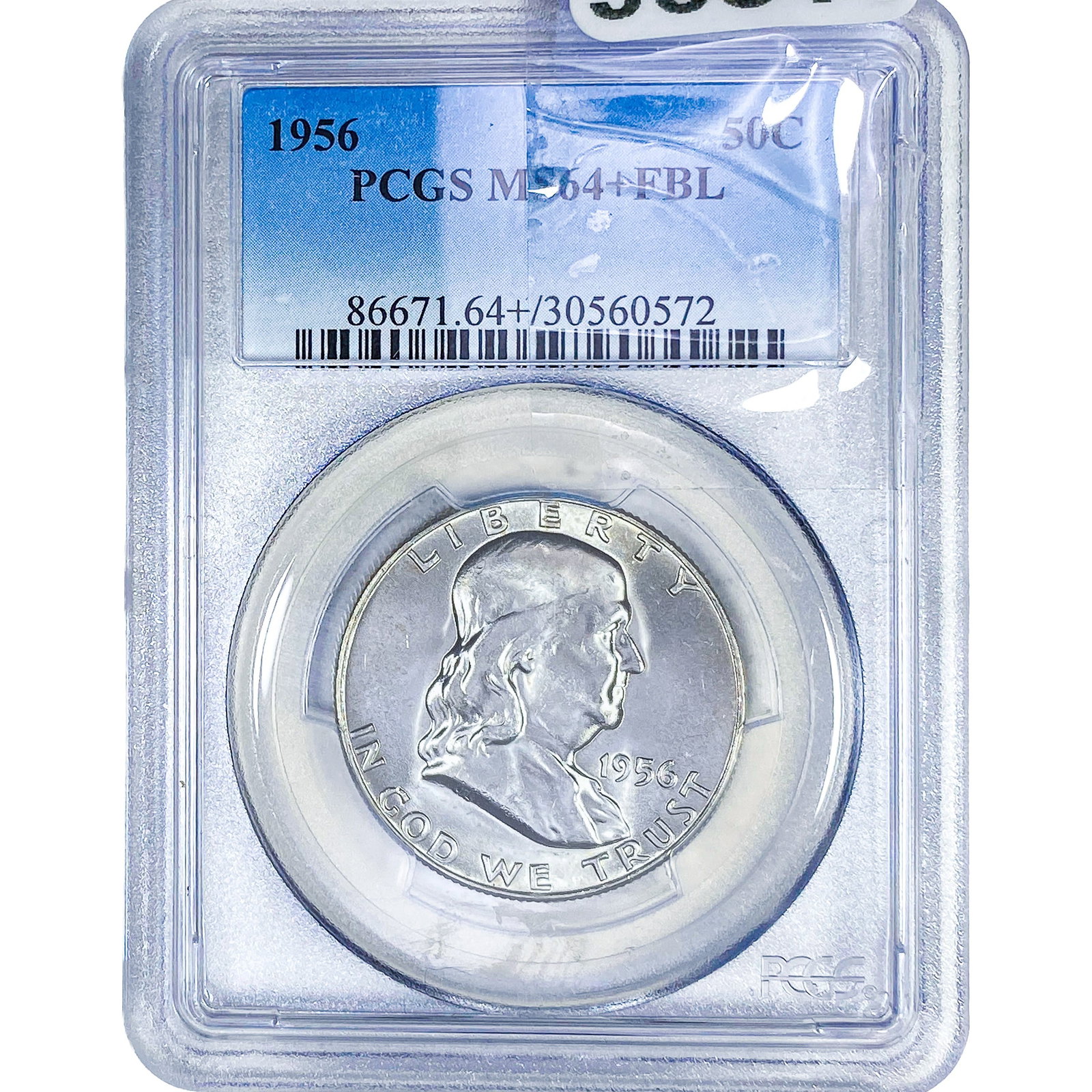 1956 Franklin Half Dollar PCGS MS64+ FBL: 1956 Franklin Half Dollar PCGS MS64+ FBL