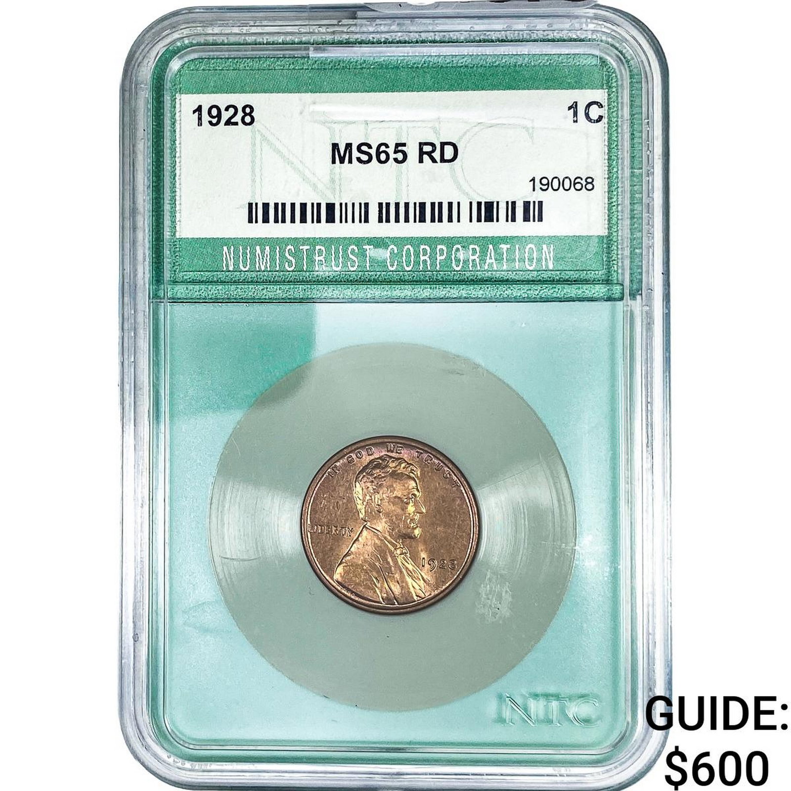 1928 Wheat Cent NTC MS65 RD: 1928 Wheat Cent NTC MS65 RD