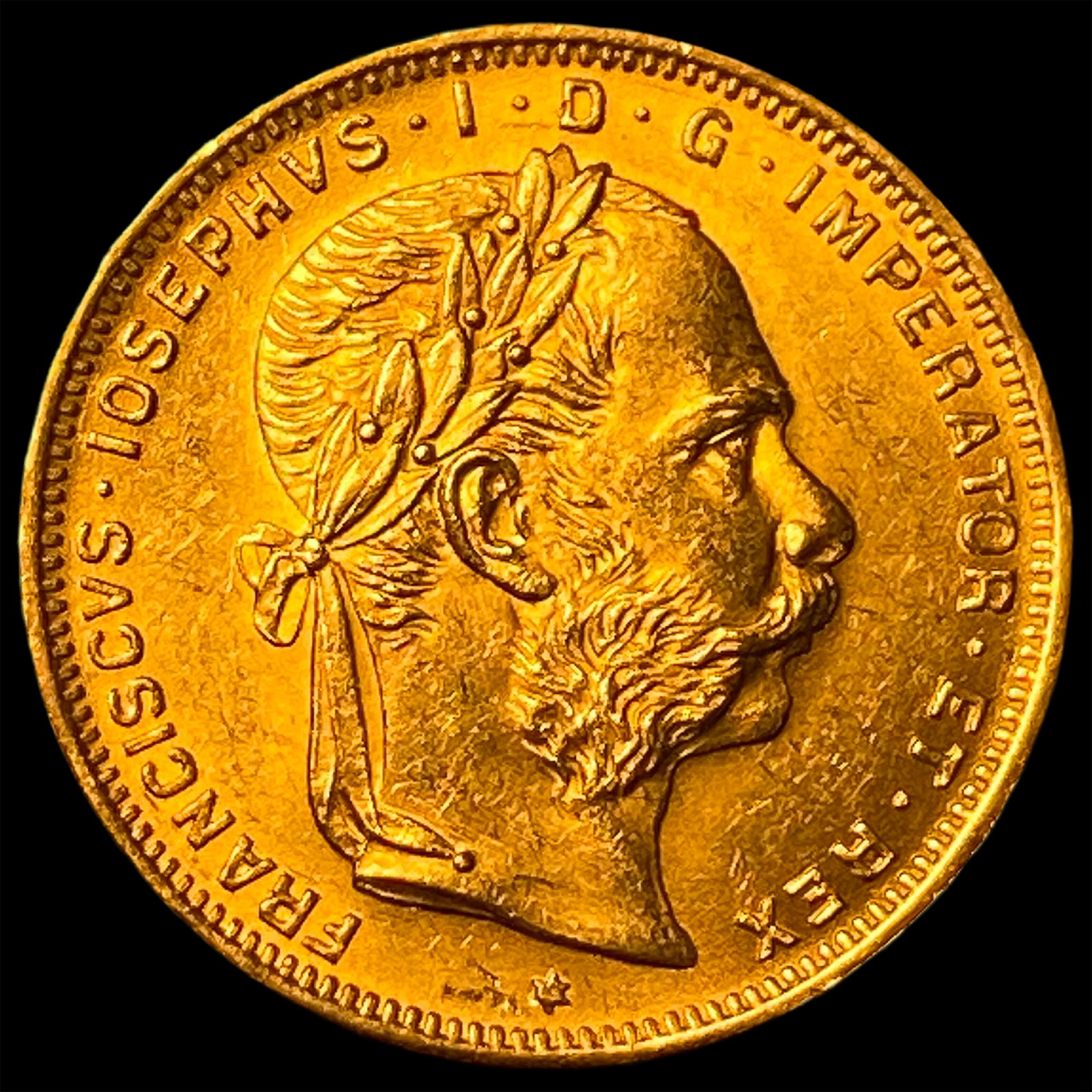 1892 Austria Gold 8 Florin/20 Francs GEM BU: 1892 Austria Gold 8 Florin/20 Francs GEM BU