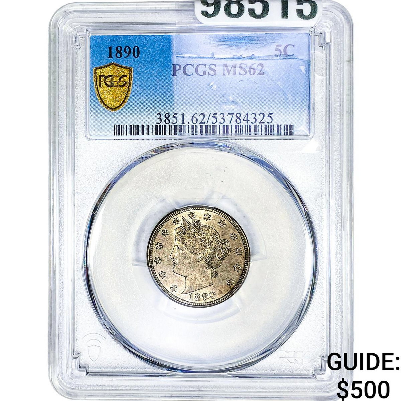 1890 Liberty Victory Nickel PCGS MS62: 1890 Liberty Victory Nickel PCGS MS62