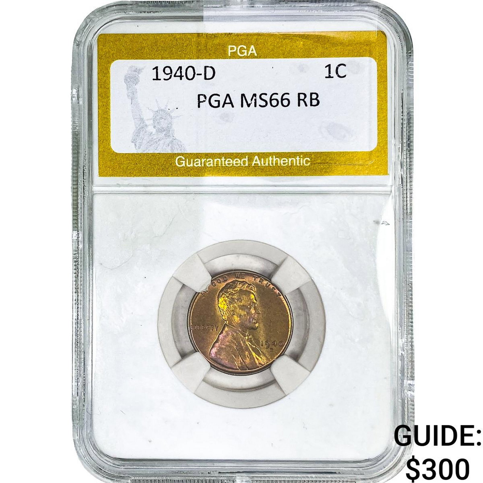 1940-D Wheat Cent PGA MS66 RB: 1940-D Wheat Cent PGA MS66 RB