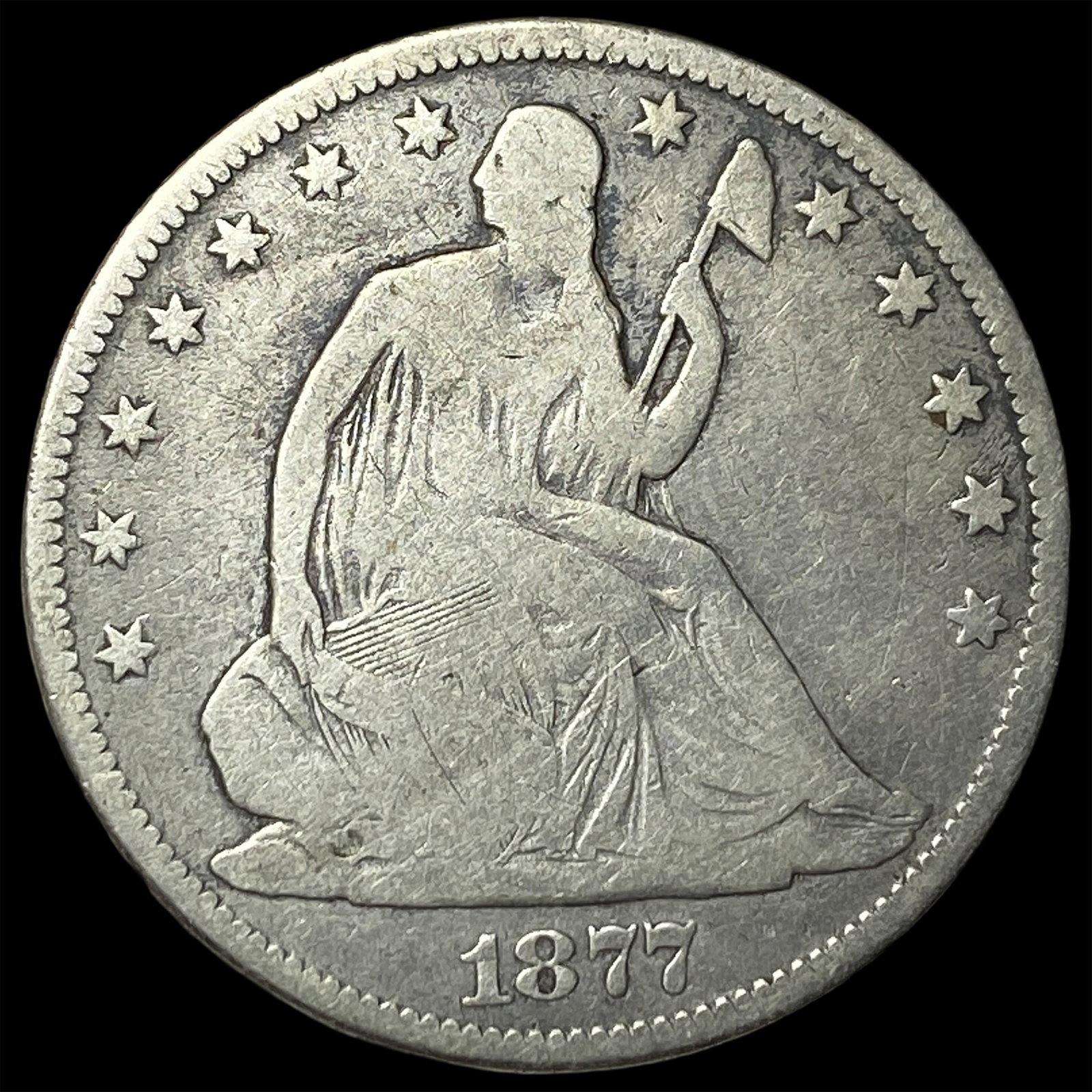 1877 Seated Liberty Half Dollar LIGHTLY CIRCULATED: 1877 Seated Liberty Half Dollar LIGHTLY CIRCULATED