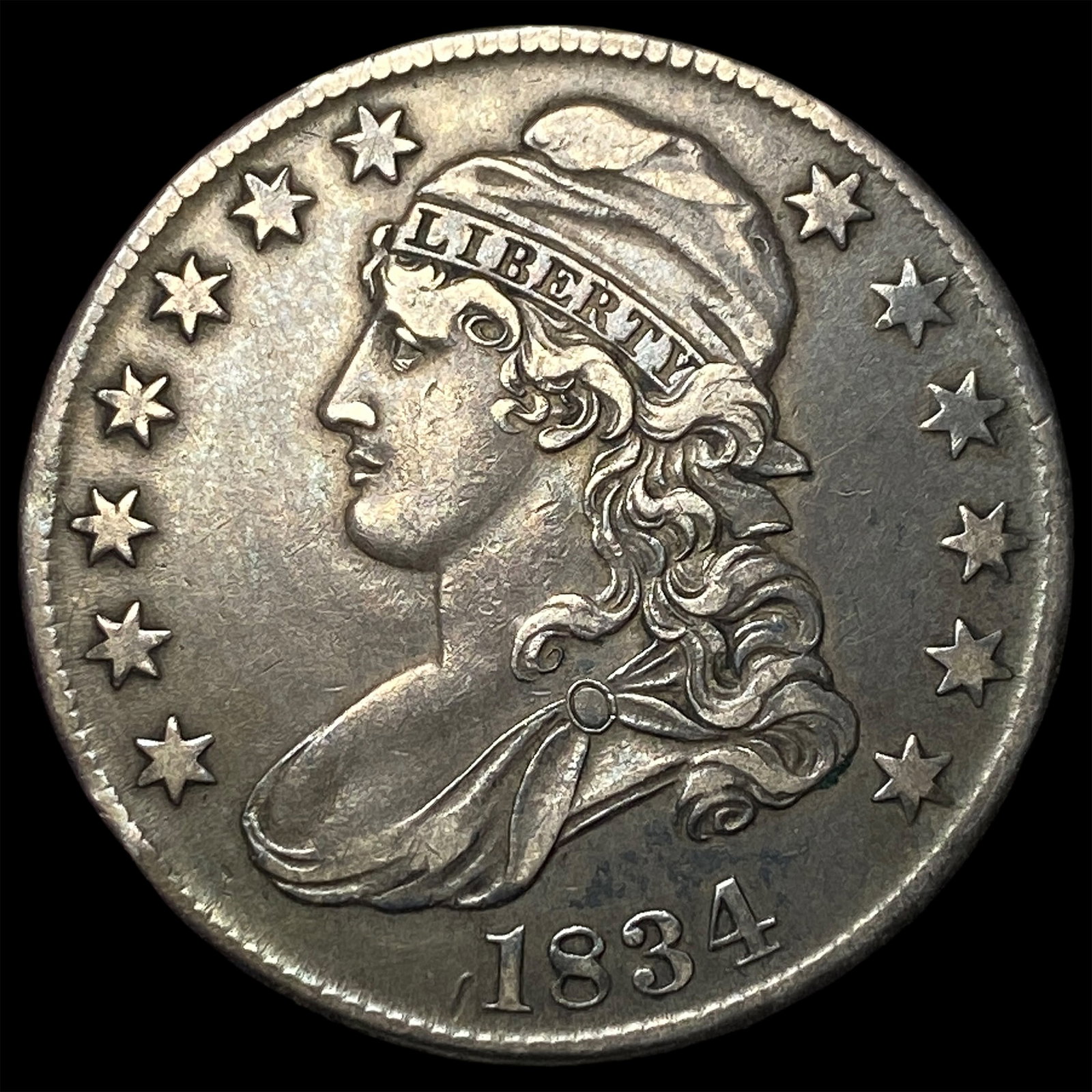1834 Capped Bust Half Dollar CLOSELY UNCIRCULATED: 1834 Capped Bust Half Dollar CLOSELY UNCIRCULATED