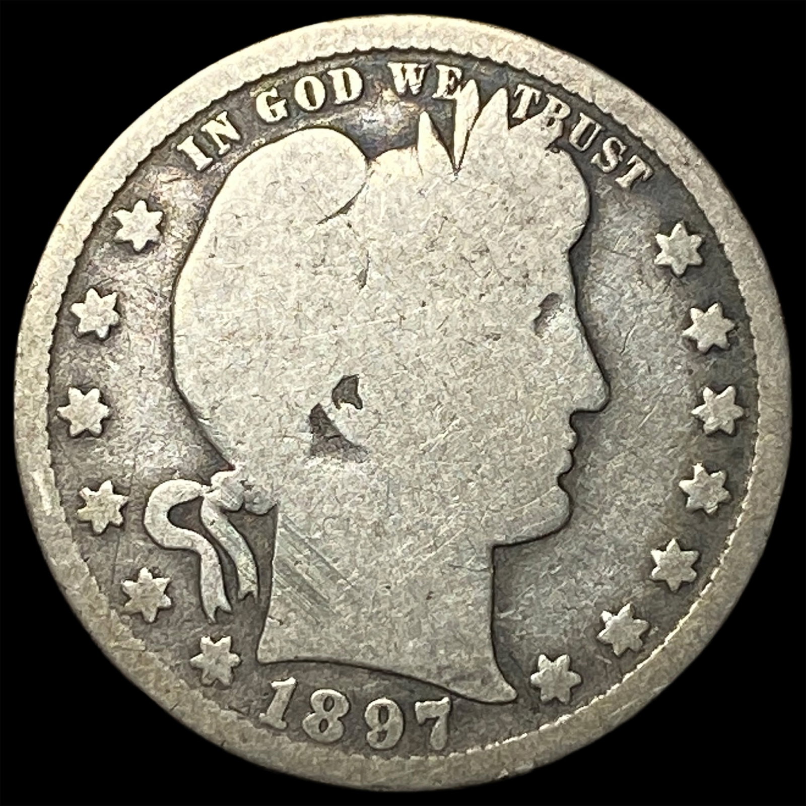 1897 Barber Silver Quarter NICELY CIRCULATED: 1897 Barber Silver Quarter NICELY CIRCULATED