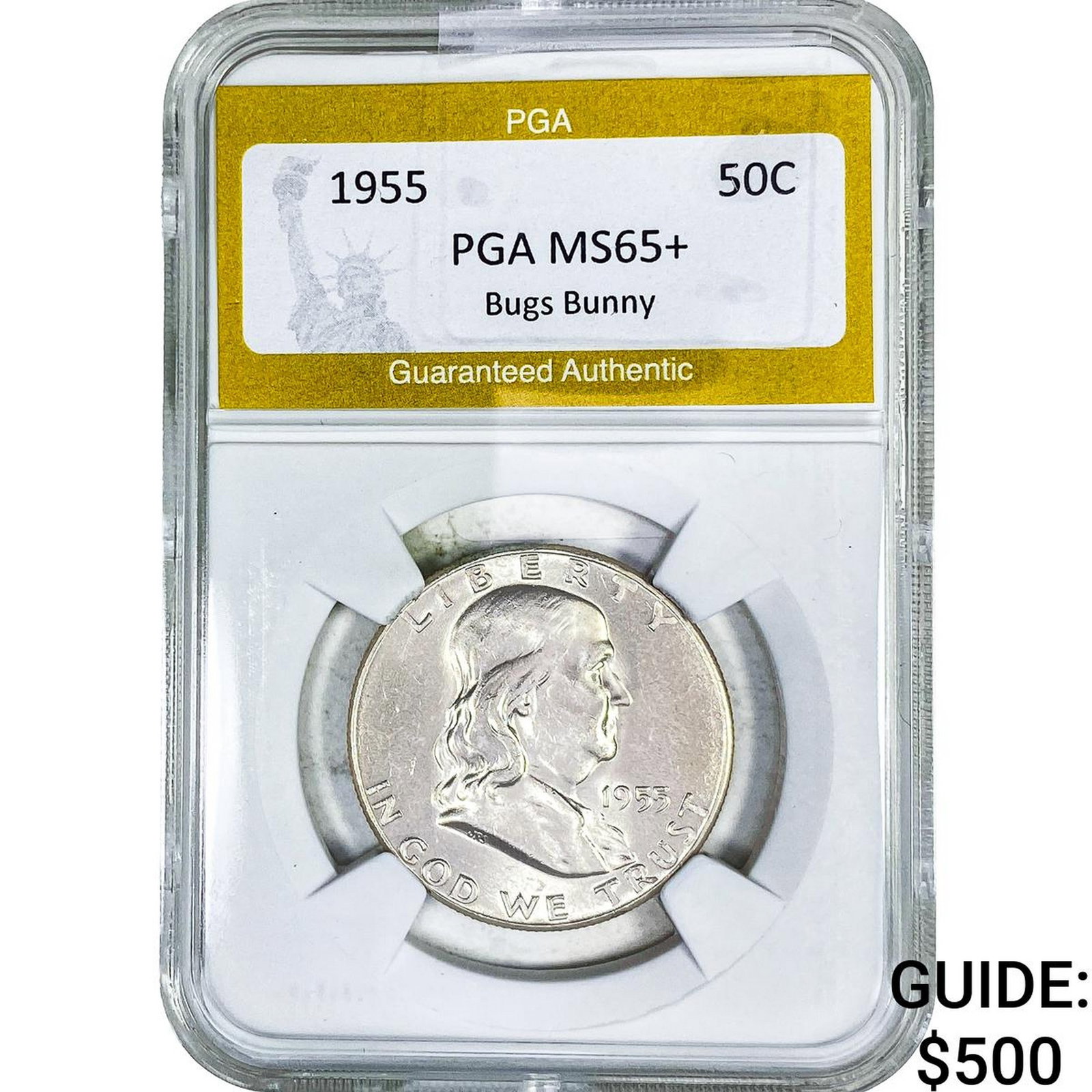 1955 Franklin Half Dollar PGA MS65+ Bugs Bunny: 1955 Franklin Half Dollar PGA MS65+ Bugs Bunny