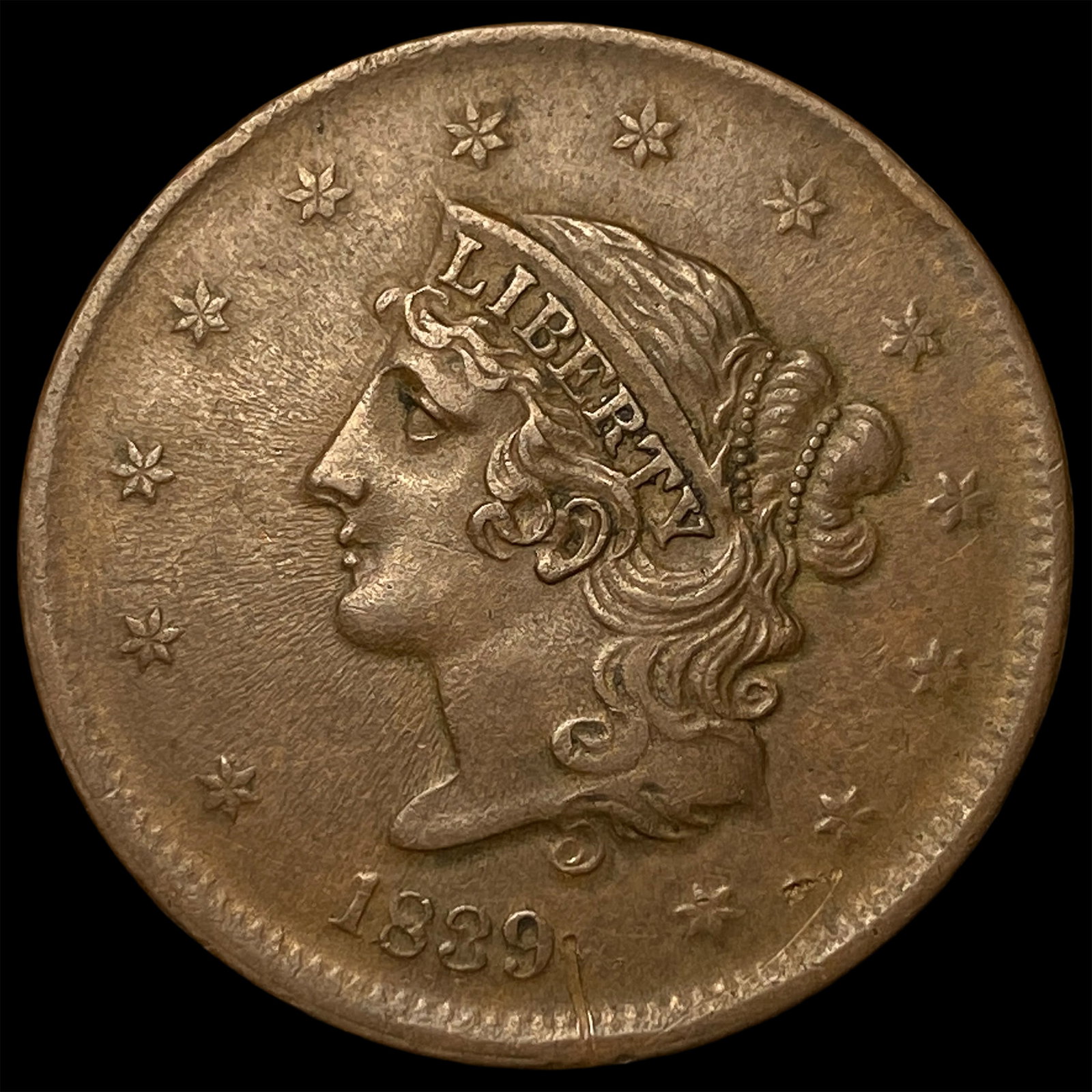 1839 RB Coronet Head Large Cent UNCIRCULATED: 1839 RB Coronet Head Large Cent UNCIRCULATED