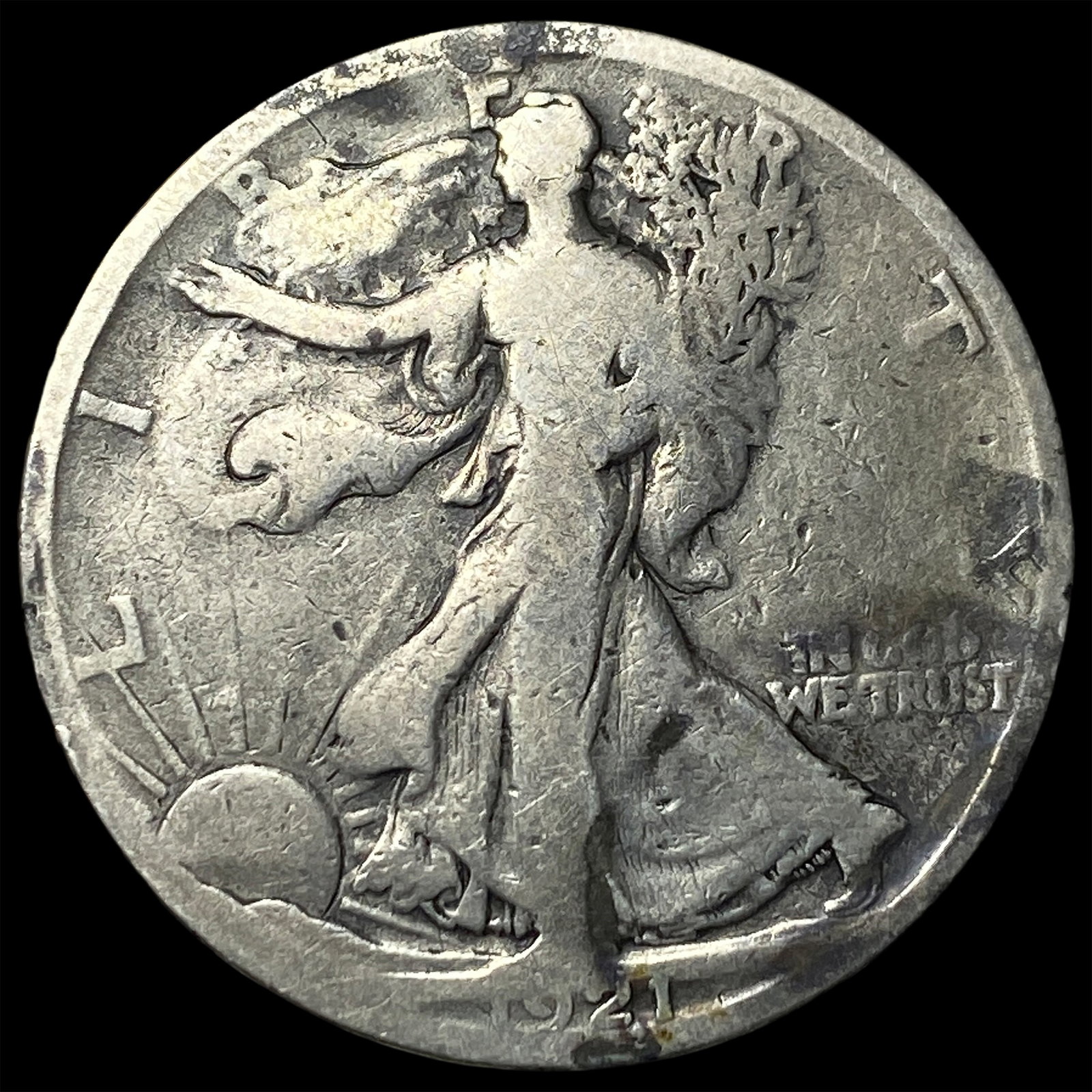 1921-S Silver Walking Liberty Half Dollar LIGHTLY CIRCULATED: 1921-S Silver Walking Liberty Half Dollar LIGHTLY CIRCULATED