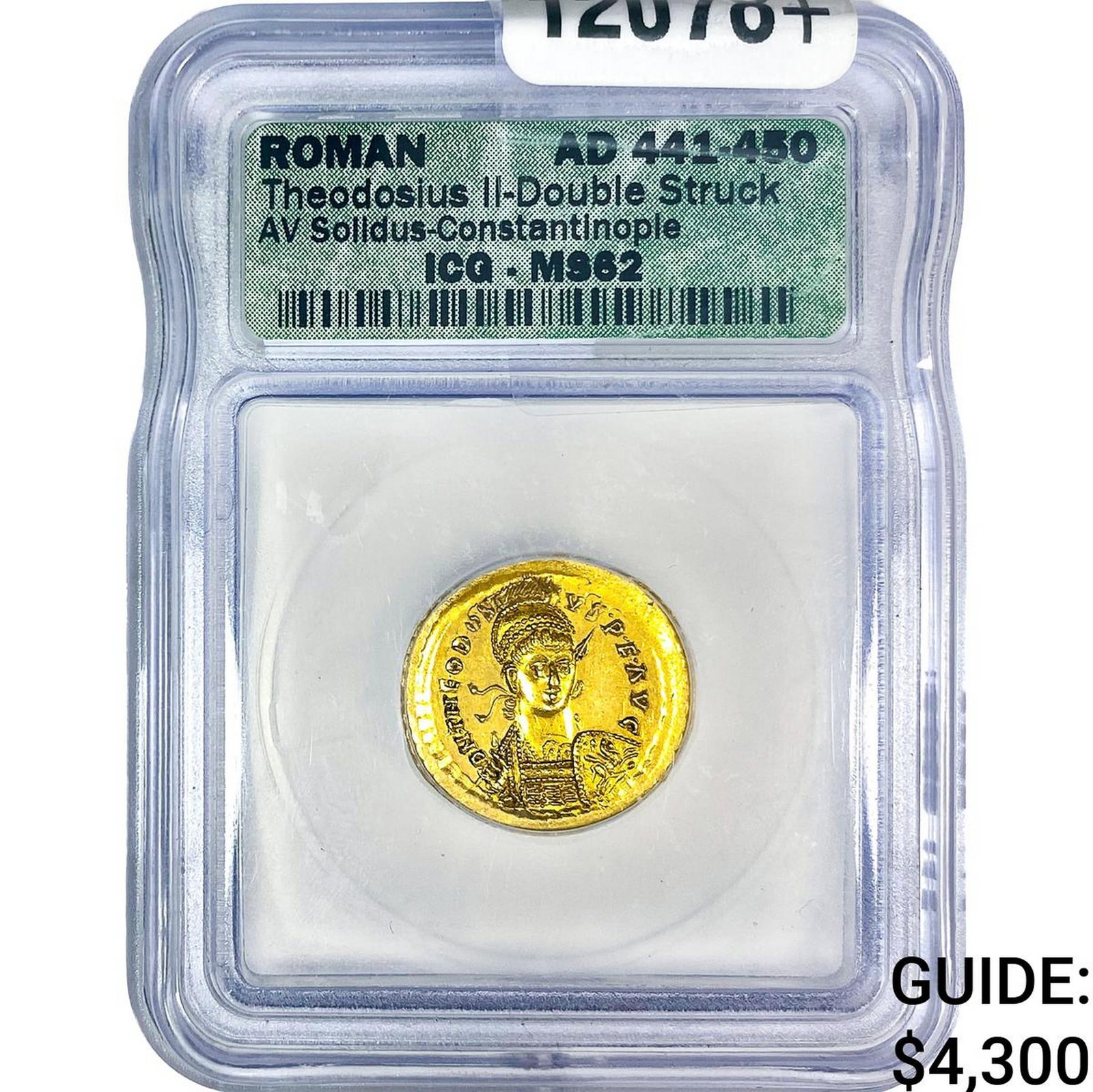 Roman Theodosius II Gold Solidus Dbl Struck MS62: Roman Theodosius II Gold Solidus Dbl Struck MS62